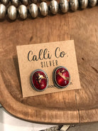 The Dahlia Rose Studs, 4-Earrings-Calli Co., Turquoise and Silver Jewelry, Native American Handmade, Zuni Tribe, Navajo Tribe, Brock Texas