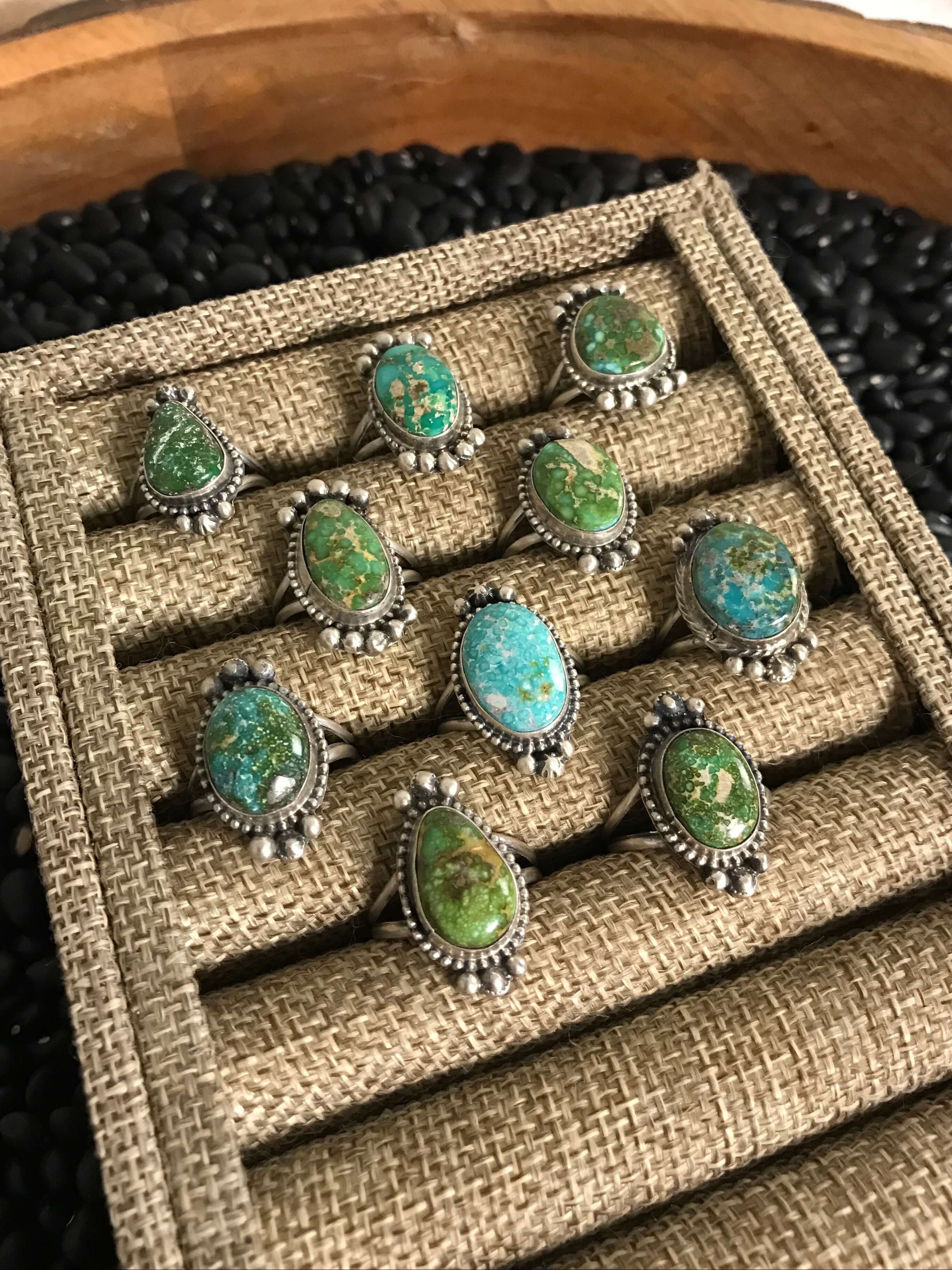 The Roseau Rings-Rings-Calli Co., Turquoise and Silver Jewelry, Native American Handmade, Zuni Tribe, Navajo Tribe, Brock Texas