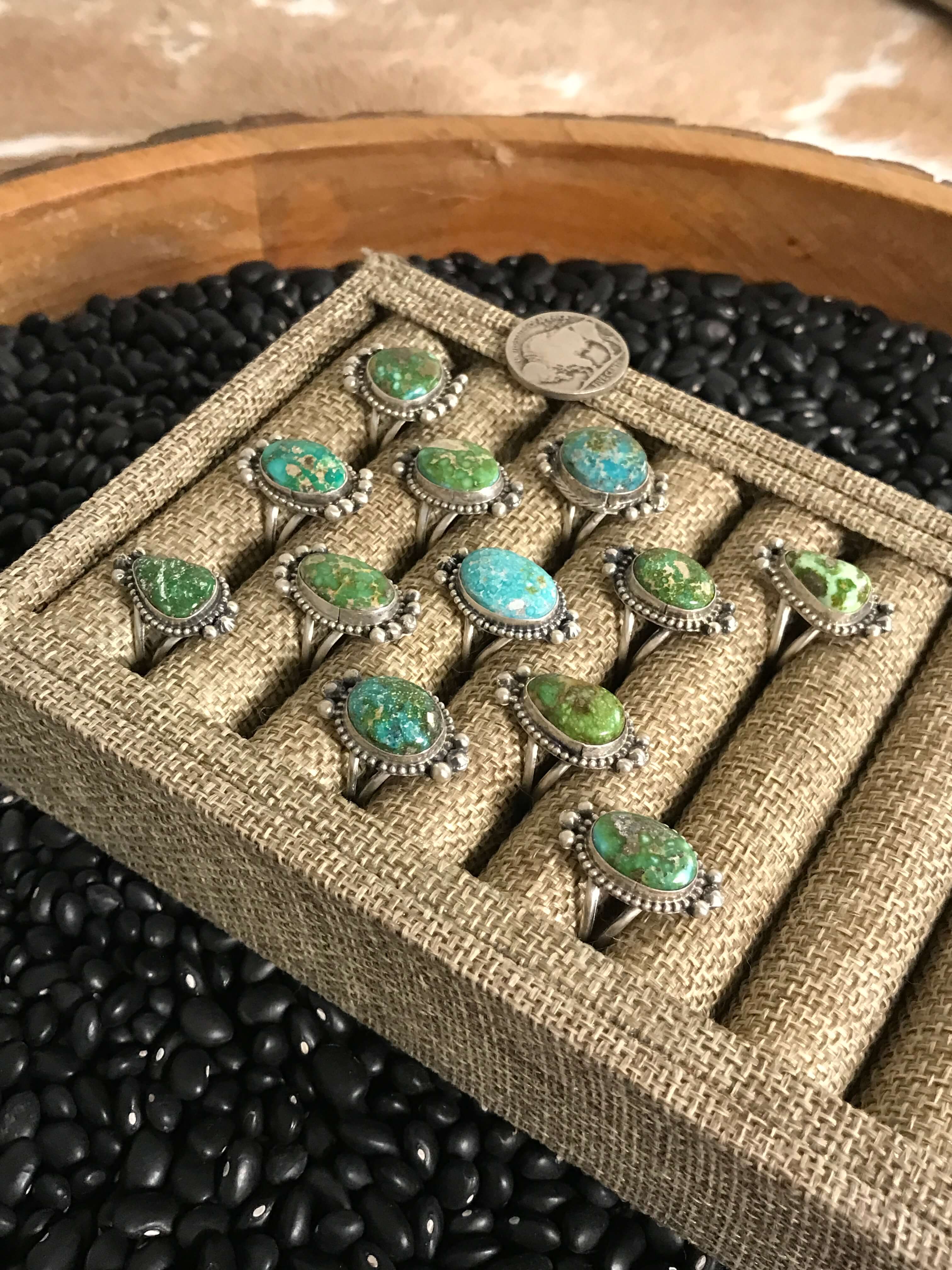 The Roseau Rings-Rings-Calli Co., Turquoise and Silver Jewelry, Native American Handmade, Zuni Tribe, Navajo Tribe, Brock Texas
