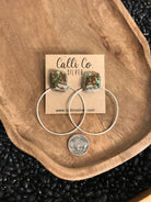 The Keystone Hoop Earrings, 17-Earrings-Calli Co., Turquoise and Silver Jewelry, Native American Handmade, Zuni Tribe, Navajo Tribe, Brock Texas