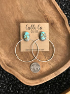 The Keystone Hoop Earrings, 20-Earrings-Calli Co., Turquoise and Silver Jewelry, Native American Handmade, Zuni Tribe, Navajo Tribe, Brock Texas