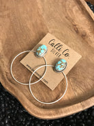 The Keystone Hoop Earrings, 20-Earrings-Calli Co., Turquoise and Silver Jewelry, Native American Handmade, Zuni Tribe, Navajo Tribe, Brock Texas
