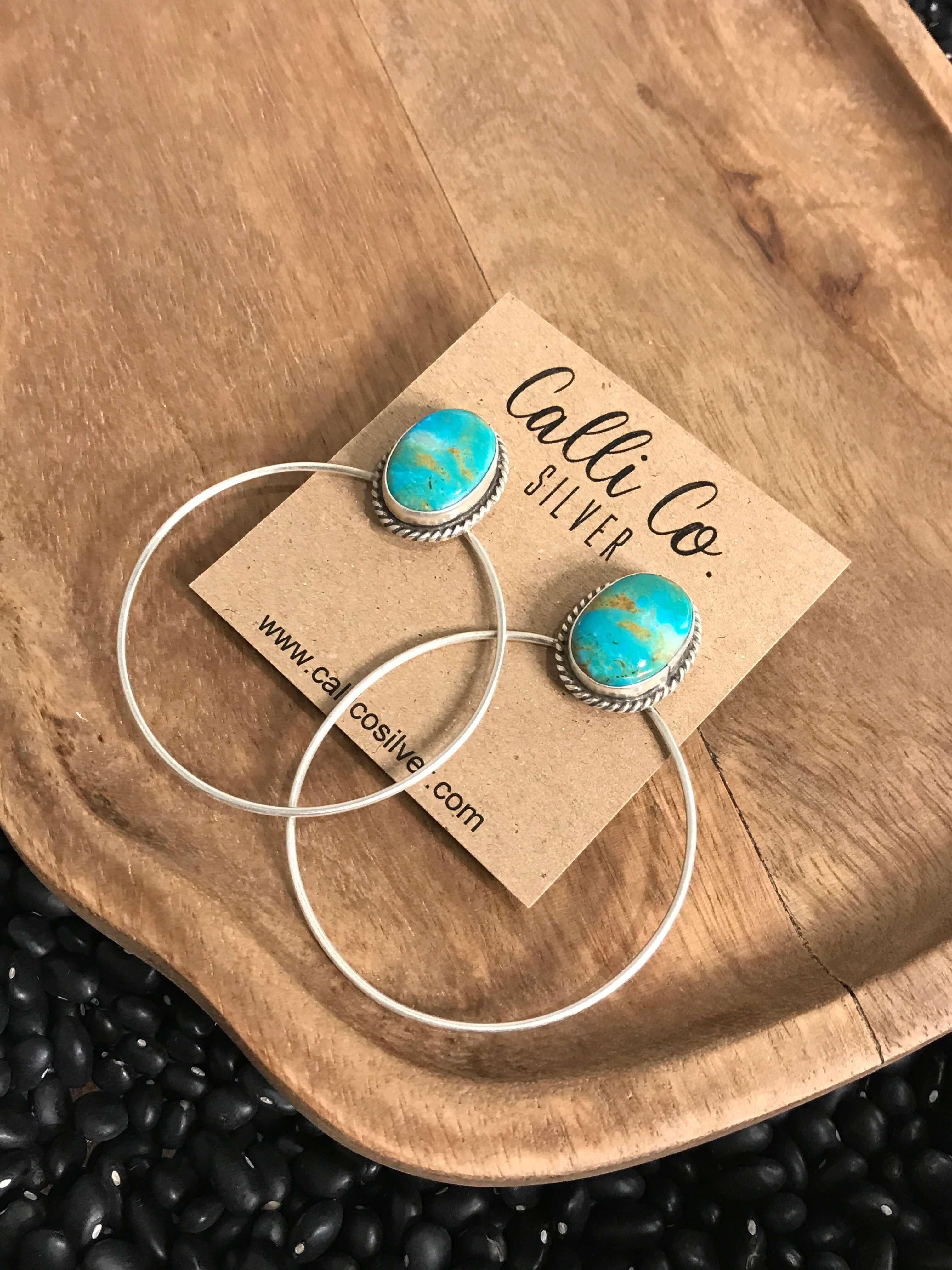 The Keystone Hoop Earrings, 22-Earrings-Calli Co., Turquoise and Silver Jewelry, Native American Handmade, Zuni Tribe, Navajo Tribe, Brock Texas