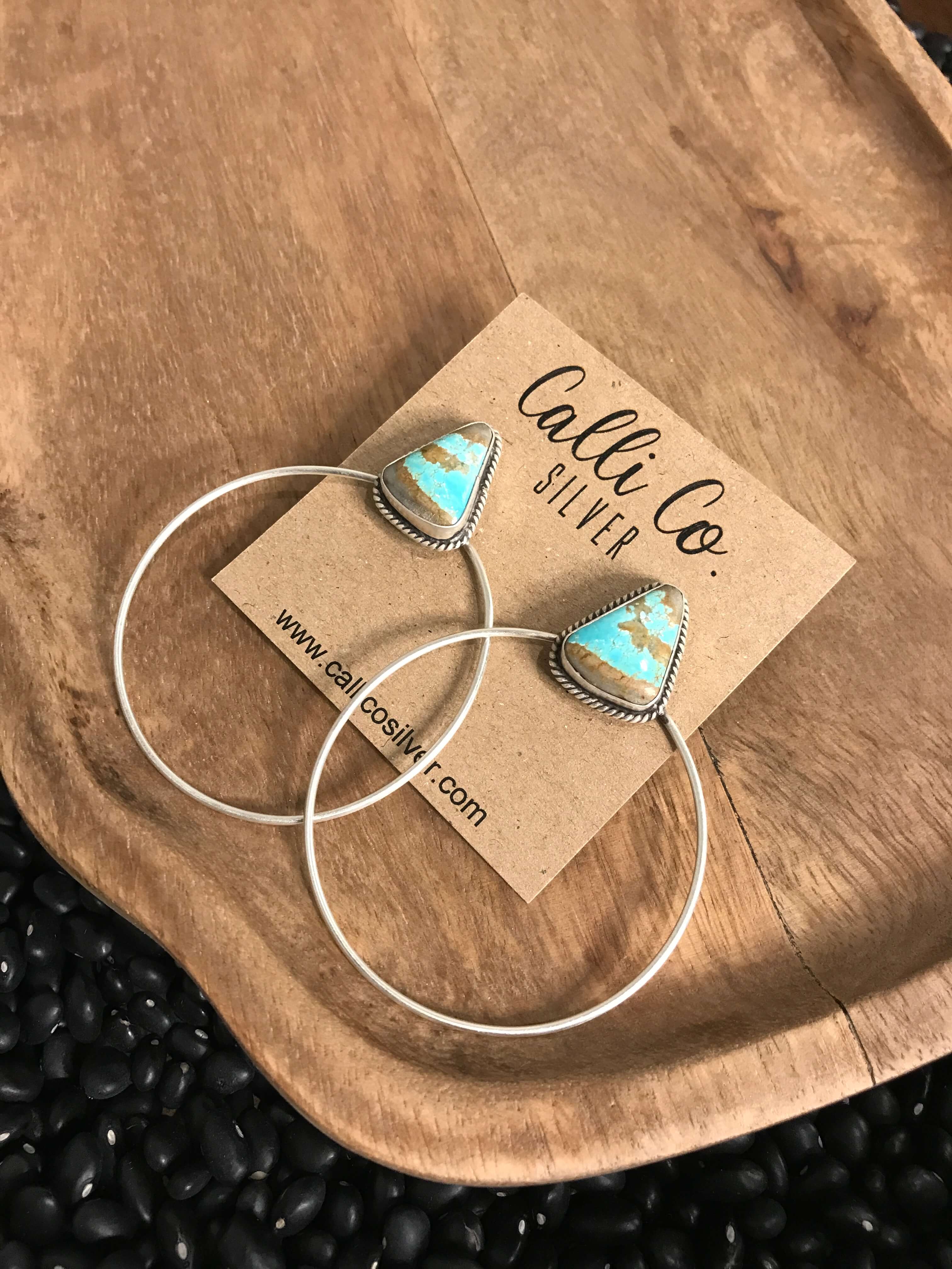 The Keystone Hoop Earrings, 23-Earrings-Calli Co., Turquoise and Silver Jewelry, Native American Handmade, Zuni Tribe, Navajo Tribe, Brock Texas