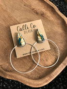 The Keystone Hoop Earrings, 24-Earrings-Calli Co., Turquoise and Silver Jewelry, Native American Handmade, Zuni Tribe, Navajo Tribe, Brock Texas