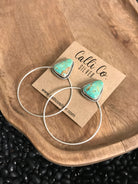 The Keystone Hoop Earrings, 26-Earrings-Calli Co., Turquoise and Silver Jewelry, Native American Handmade, Zuni Tribe, Navajo Tribe, Brock Texas