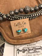 The Heart Studs, 3-Earrings-Calli Co., Turquoise and Silver Jewelry, Native American Handmade, Zuni Tribe, Navajo Tribe, Brock Texas