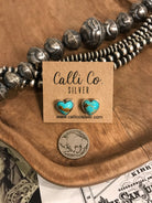 The Heart Studs, 3-Earrings-Calli Co., Turquoise and Silver Jewelry, Native American Handmade, Zuni Tribe, Navajo Tribe, Brock Texas