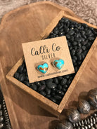 The Heart Studs, 3-Earrings-Calli Co., Turquoise and Silver Jewelry, Native American Handmade, Zuni Tribe, Navajo Tribe, Brock Texas