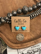 The Heart Studs, 4-Earrings-Calli Co., Turquoise and Silver Jewelry, Native American Handmade, Zuni Tribe, Navajo Tribe, Brock Texas