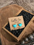 The Heart Studs, 4-Earrings-Calli Co., Turquoise and Silver Jewelry, Native American Handmade, Zuni Tribe, Navajo Tribe, Brock Texas