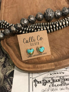 The Heart Studs, 5-Earrings-Calli Co., Turquoise and Silver Jewelry, Native American Handmade, Zuni Tribe, Navajo Tribe, Brock Texas