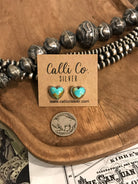 The Heart Studs, 5-Earrings-Calli Co., Turquoise and Silver Jewelry, Native American Handmade, Zuni Tribe, Navajo Tribe, Brock Texas