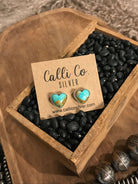 The Heart Studs, 5-Earrings-Calli Co., Turquoise and Silver Jewelry, Native American Handmade, Zuni Tribe, Navajo Tribe, Brock Texas