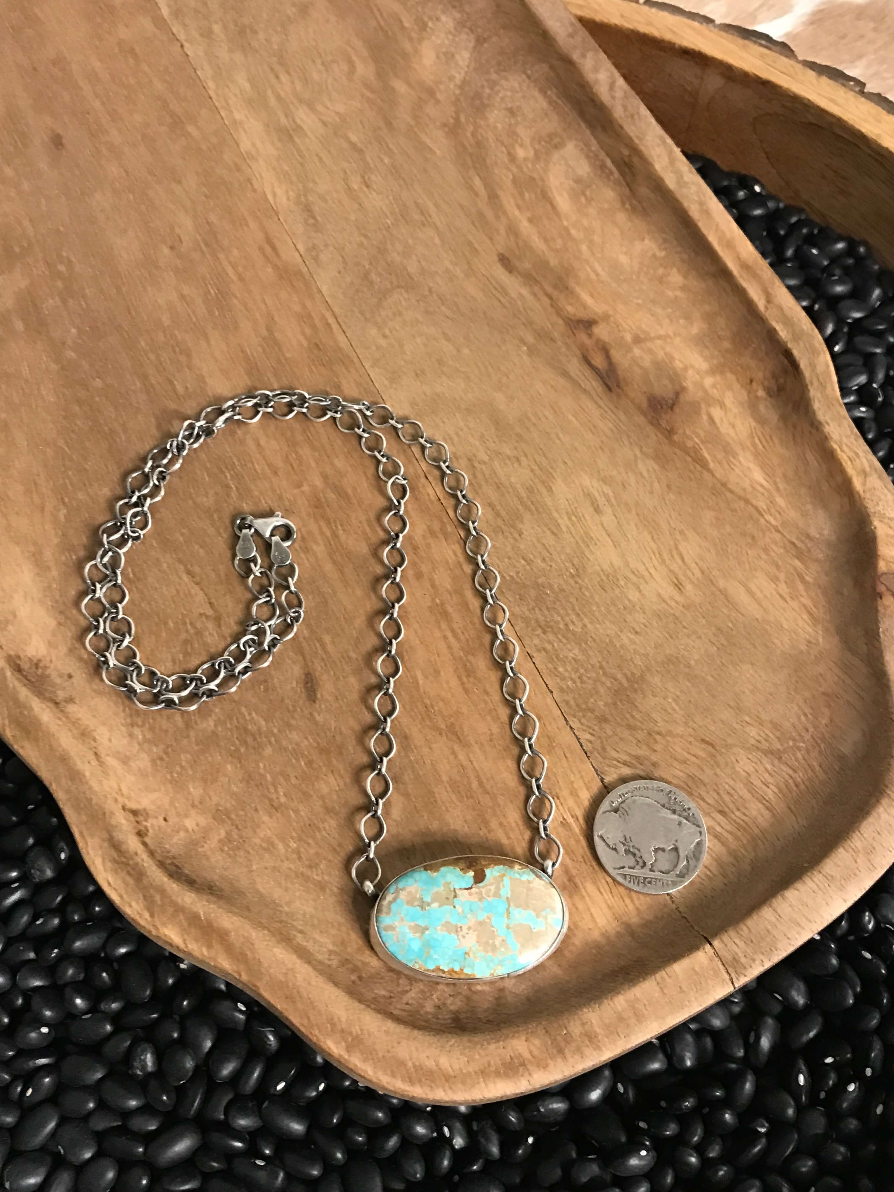 The Calamity Turquoise Necklace, 4-Necklaces-Calli Co., Turquoise and Silver Jewelry, Native American Handmade, Zuni Tribe, Navajo Tribe, Brock Texas
