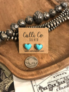 The Heart Studs, 6-Earrings-Calli Co., Turquoise and Silver Jewelry, Native American Handmade, Zuni Tribe, Navajo Tribe, Brock Texas