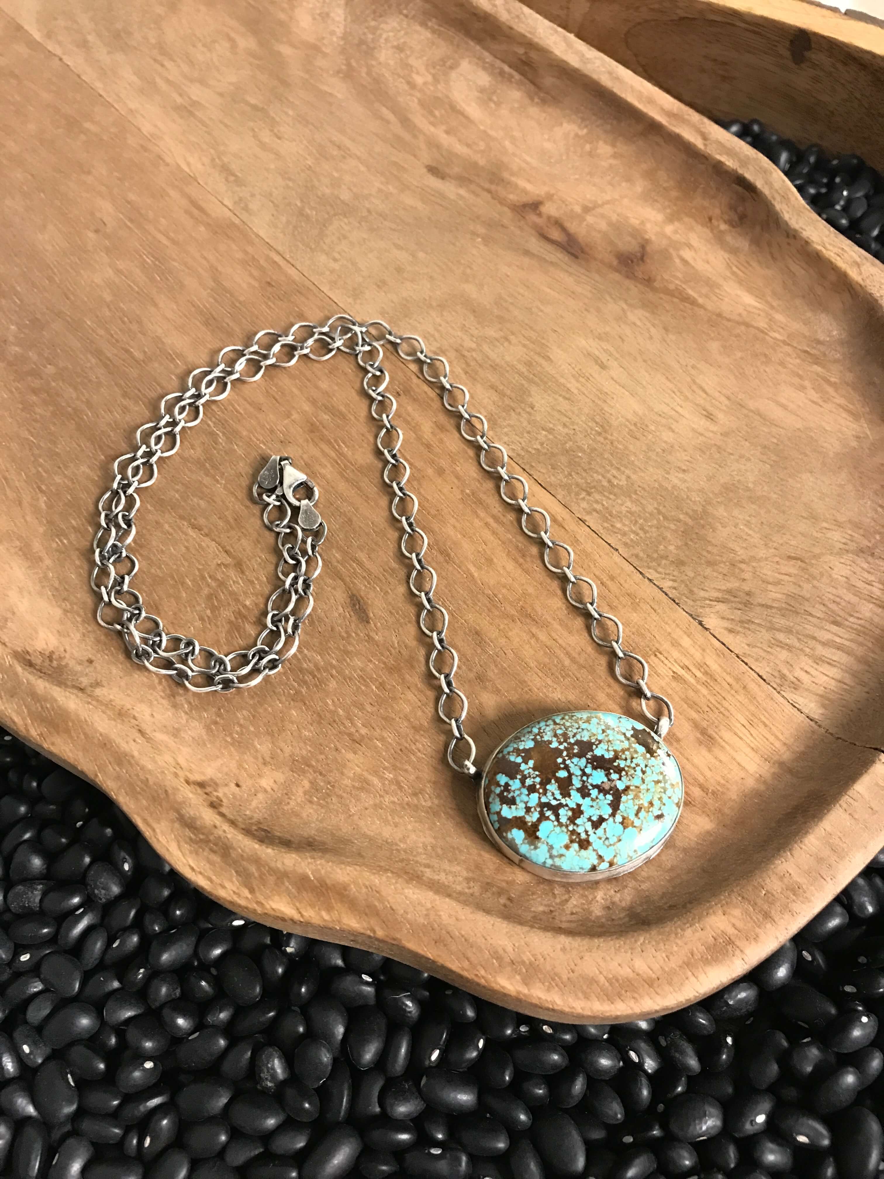 The Calamity Turquoise Necklace, 5-Necklaces-Calli Co., Turquoise and Silver Jewelry, Native American Handmade, Zuni Tribe, Navajo Tribe, Brock Texas