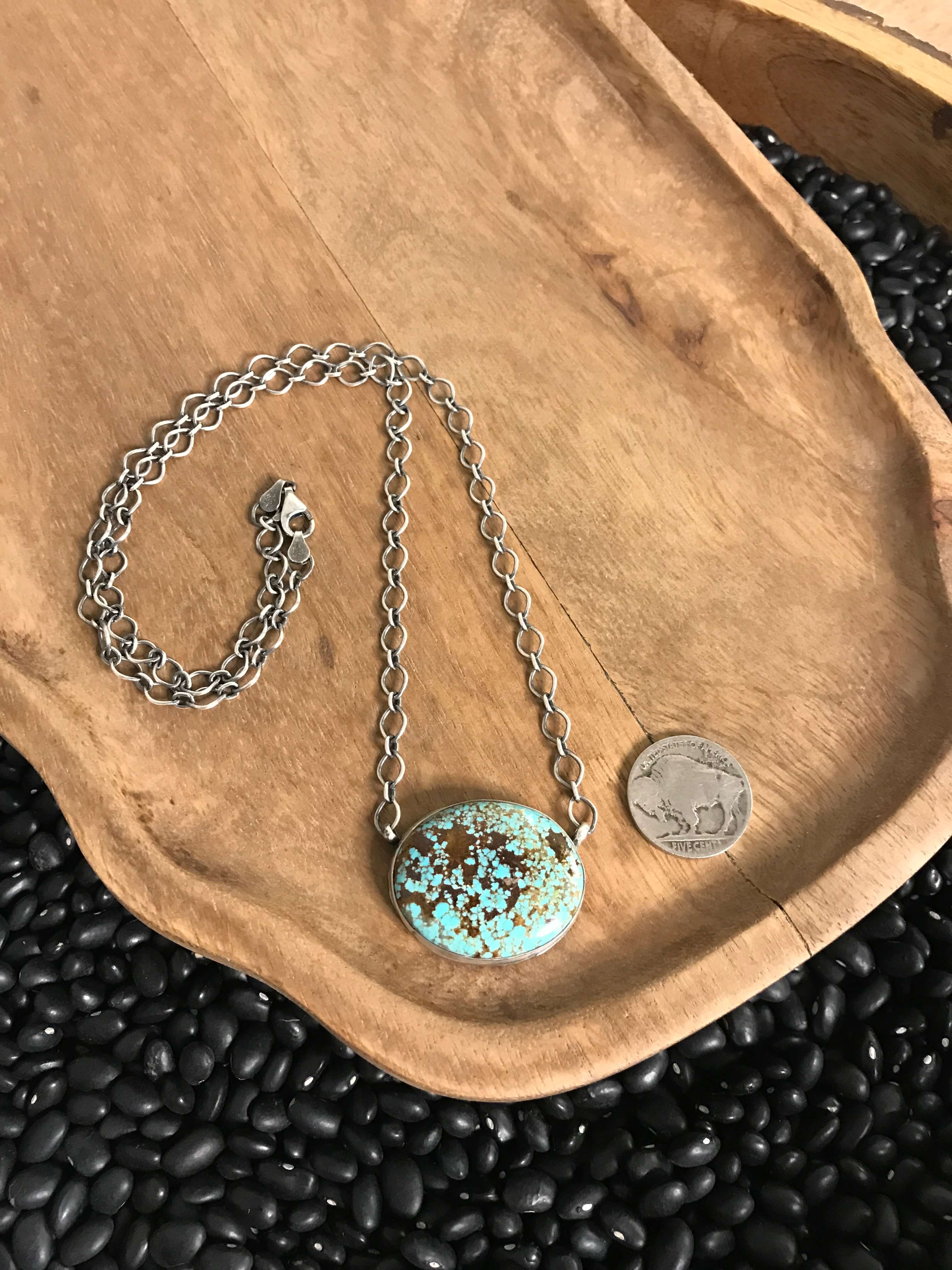 The Calamity Turquoise Necklace, 5-Necklaces-Calli Co., Turquoise and Silver Jewelry, Native American Handmade, Zuni Tribe, Navajo Tribe, Brock Texas