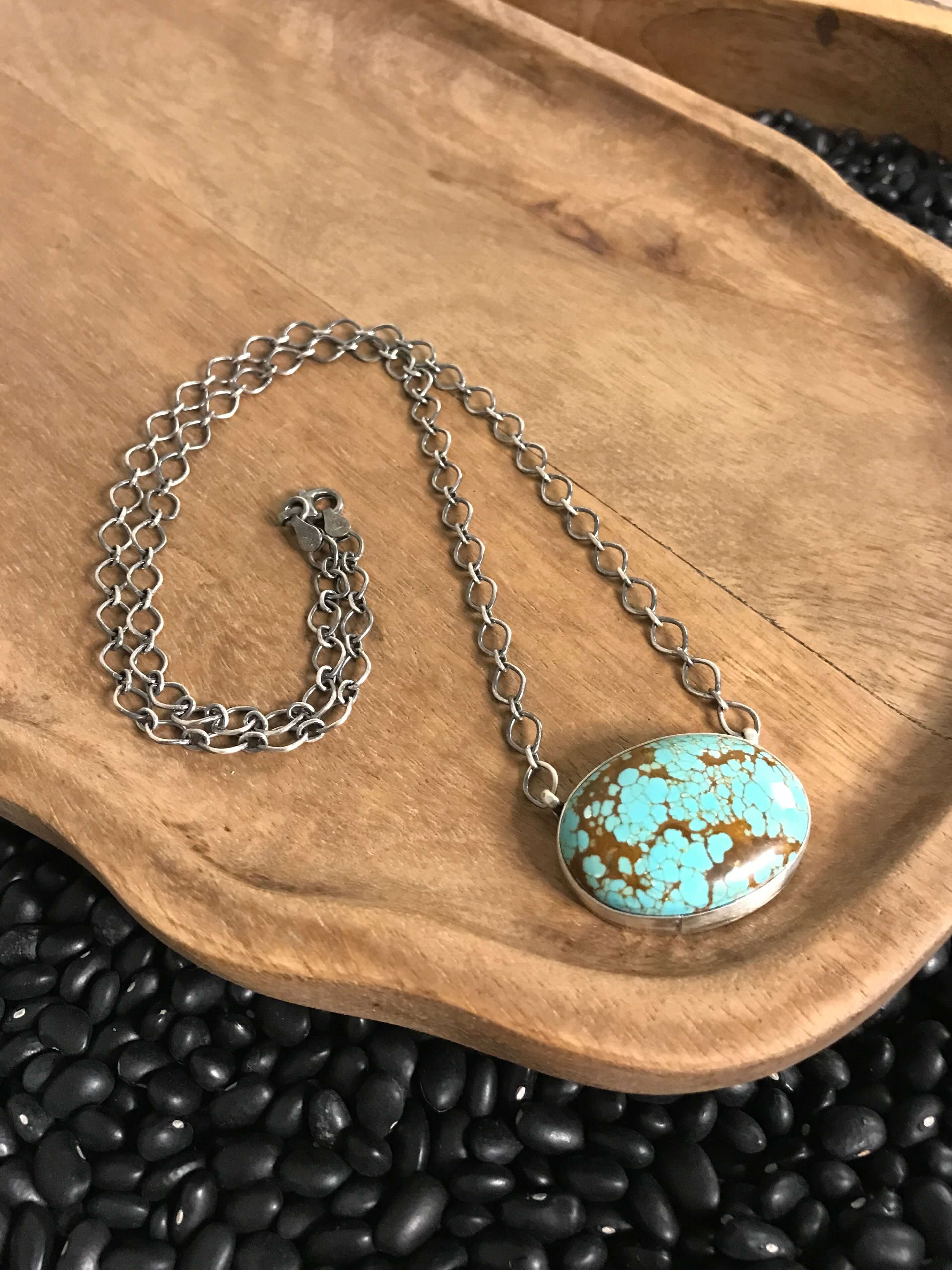 The Calamity Turquoise Necklace, 7-Necklaces-Calli Co., Turquoise and Silver Jewelry, Native American Handmade, Zuni Tribe, Navajo Tribe, Brock Texas