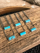 The Little Chief Turquoise Bar Necklaces-Necklaces-Calli Co., Turquoise and Silver Jewelry, Native American Handmade, Zuni Tribe, Navajo Tribe, Brock Texas