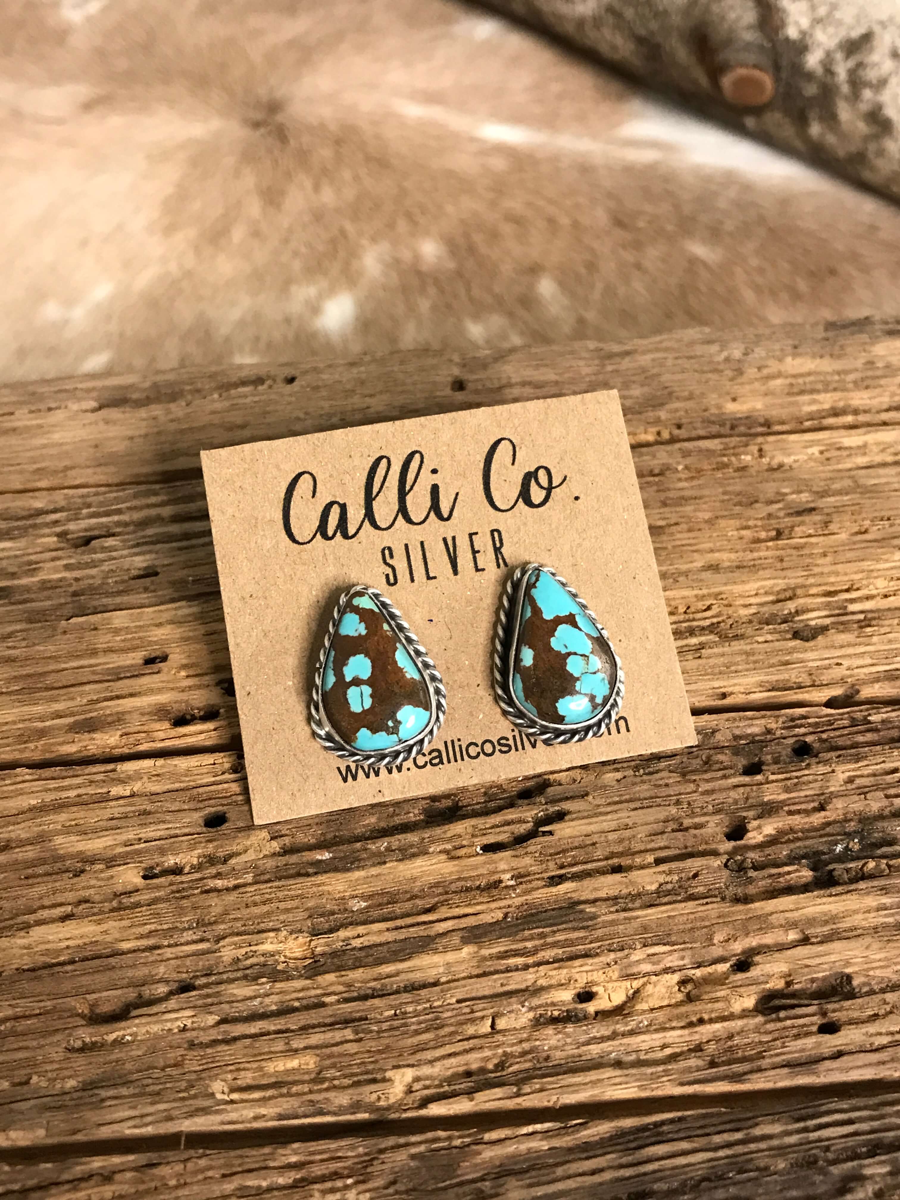 The Turquoise Studs, 2-Earrings-Calli Co., Turquoise and Silver Jewelry, Native American Handmade, Zuni Tribe, Navajo Tribe, Brock Texas