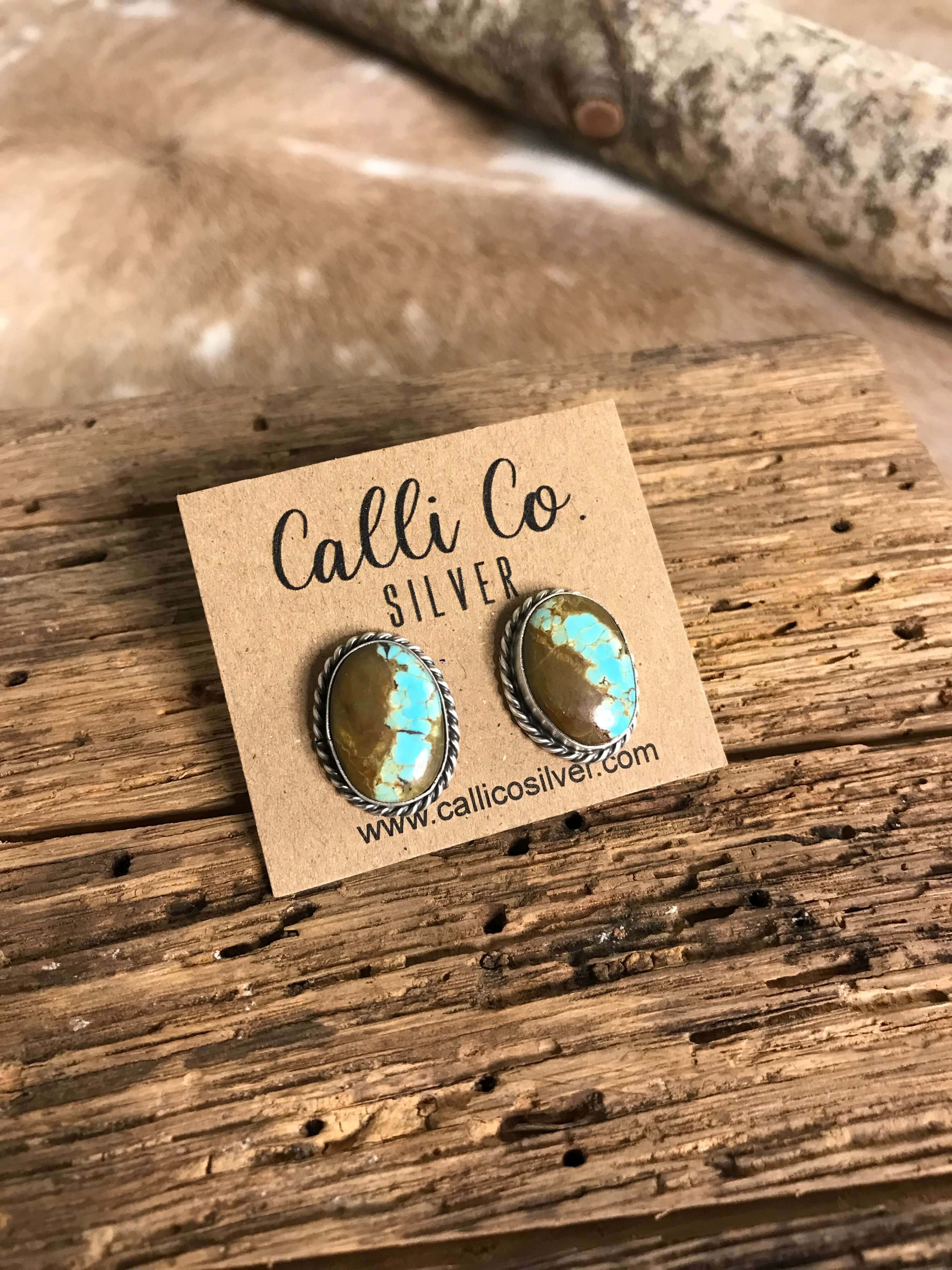 The Turquoise Studs, 4-Earrings-Calli Co., Turquoise and Silver Jewelry, Native American Handmade, Zuni Tribe, Navajo Tribe, Brock Texas