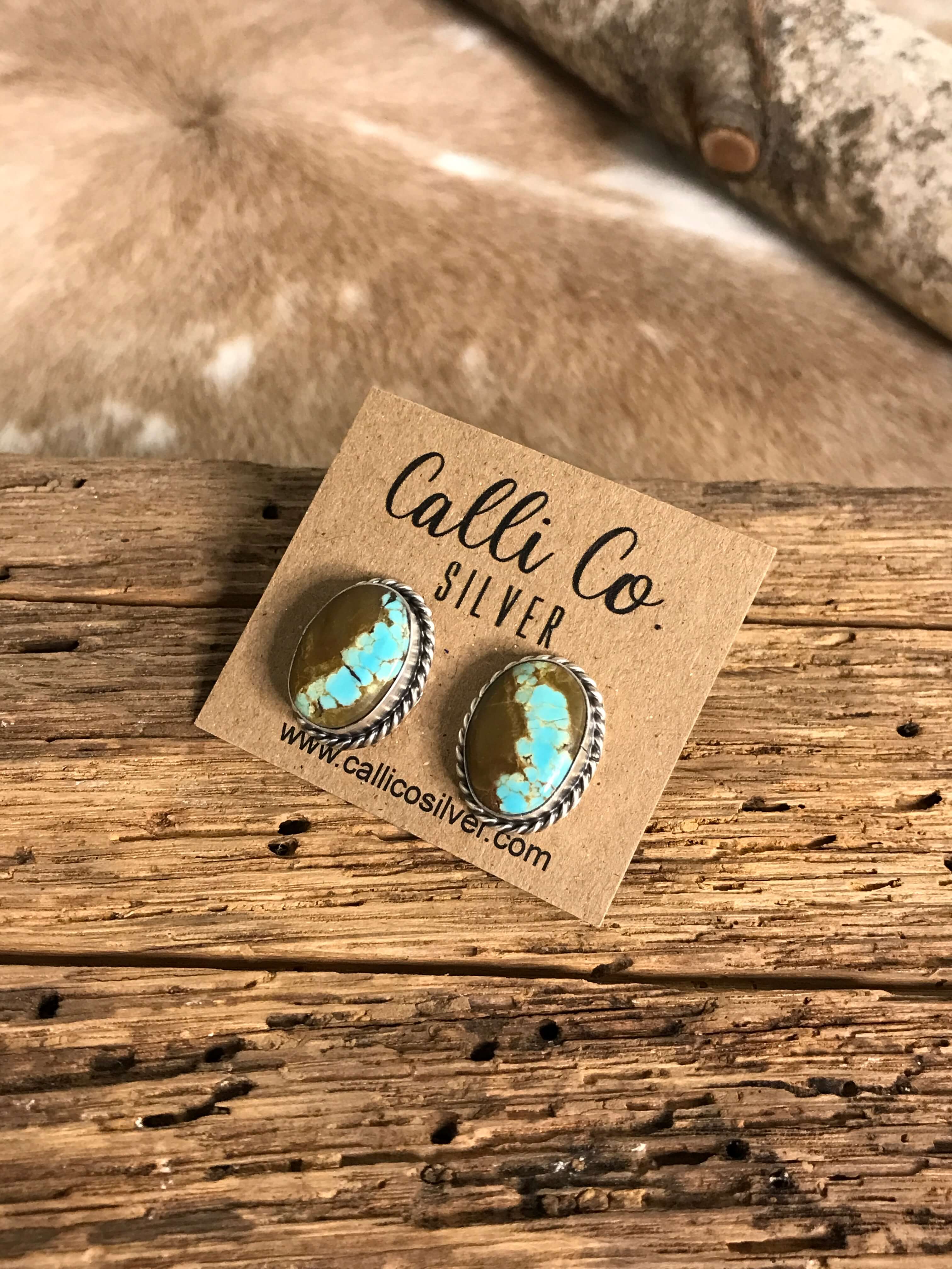 The Turquoise Studs, 4-Earrings-Calli Co., Turquoise and Silver Jewelry, Native American Handmade, Zuni Tribe, Navajo Tribe, Brock Texas