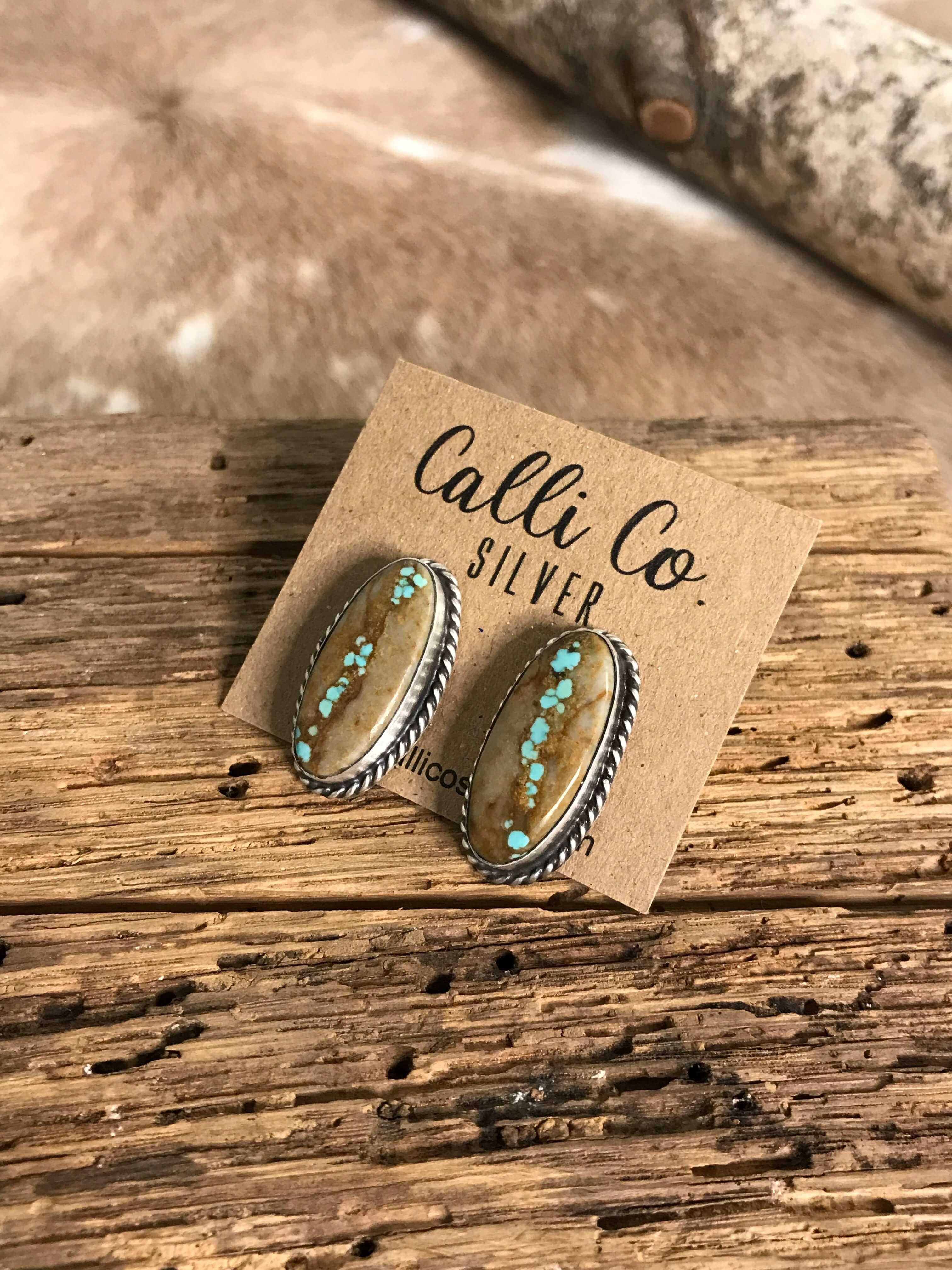 The Turquoise Studs, 6-Earrings-Calli Co., Turquoise and Silver Jewelry, Native American Handmade, Zuni Tribe, Navajo Tribe, Brock Texas
