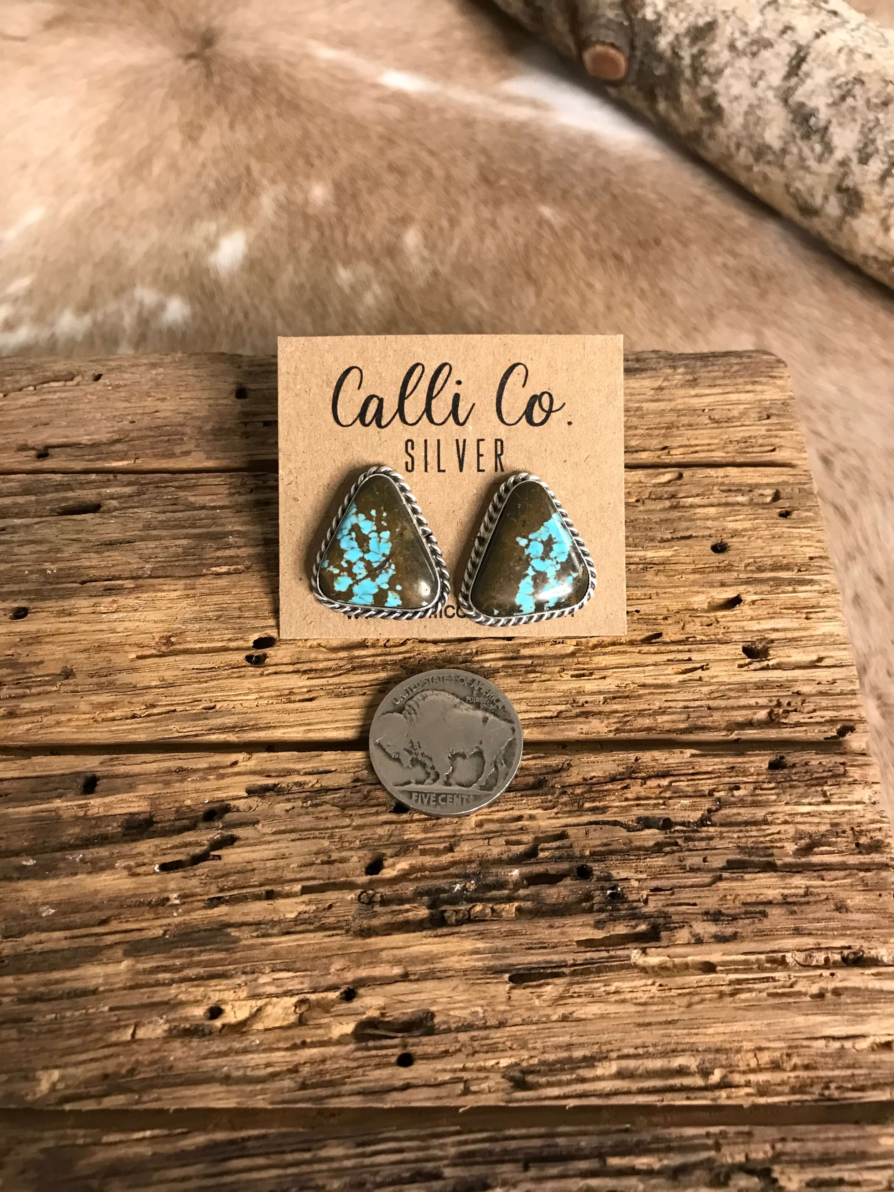 The Turquoise Studs, 10-Earrings-Calli Co., Turquoise and Silver Jewelry, Native American Handmade, Zuni Tribe, Navajo Tribe, Brock Texas