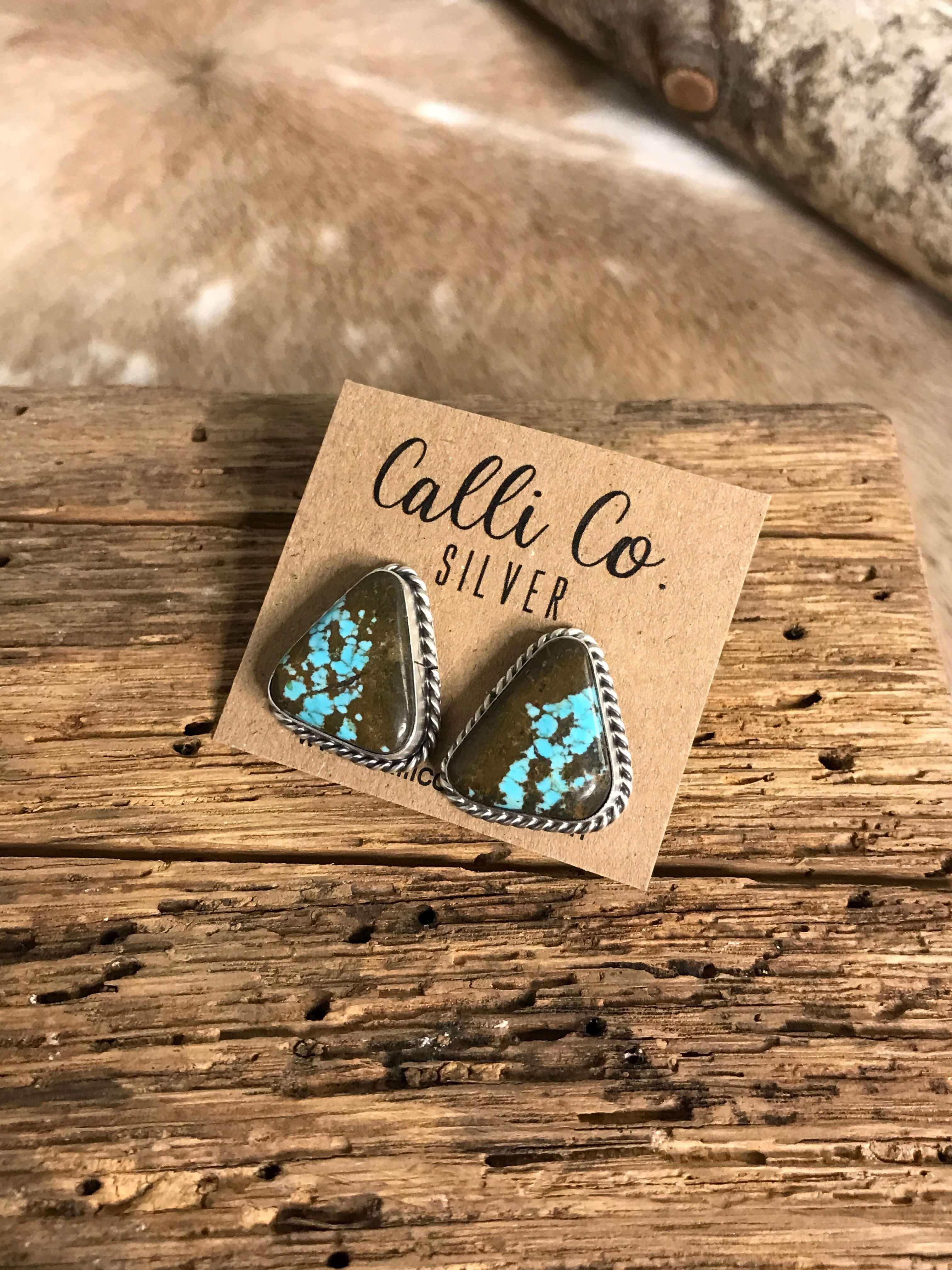 The Turquoise Studs, 10-Earrings-Calli Co., Turquoise and Silver Jewelry, Native American Handmade, Zuni Tribe, Navajo Tribe, Brock Texas