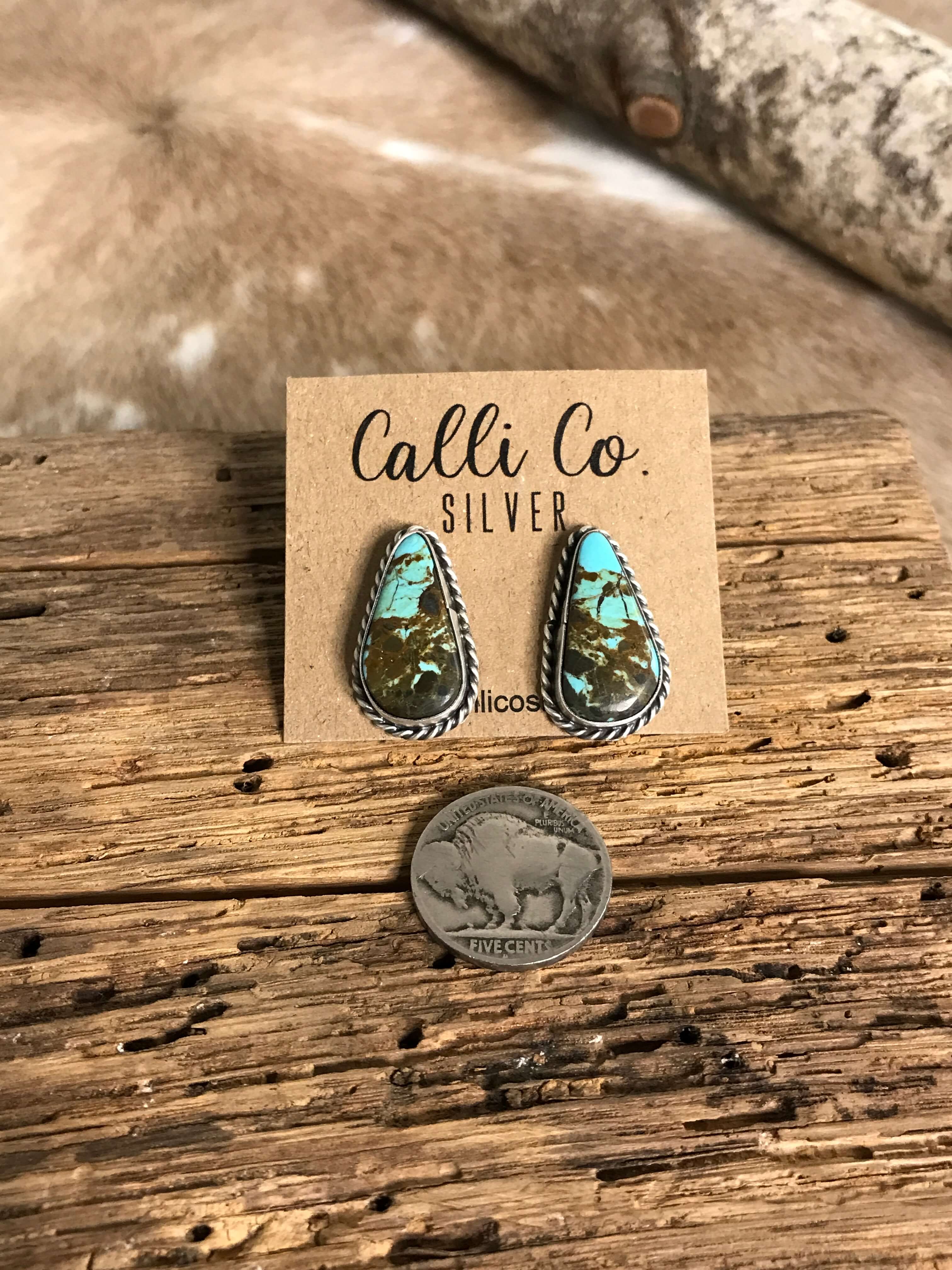 The Turquoise Studs, 17-Earrings-Calli Co., Turquoise and Silver Jewelry, Native American Handmade, Zuni Tribe, Navajo Tribe, Brock Texas