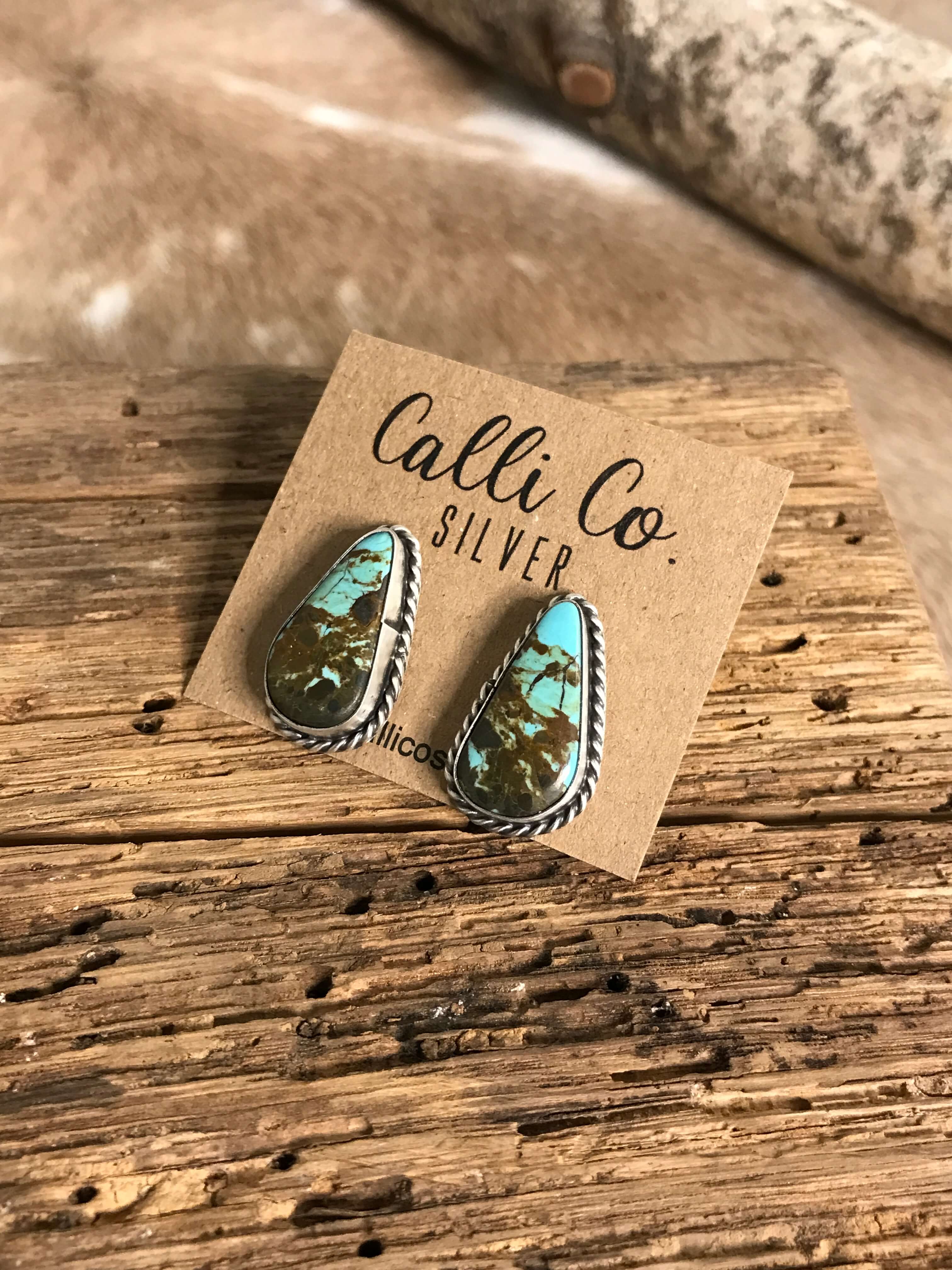 The Turquoise Studs, 17-Earrings-Calli Co., Turquoise and Silver Jewelry, Native American Handmade, Zuni Tribe, Navajo Tribe, Brock Texas