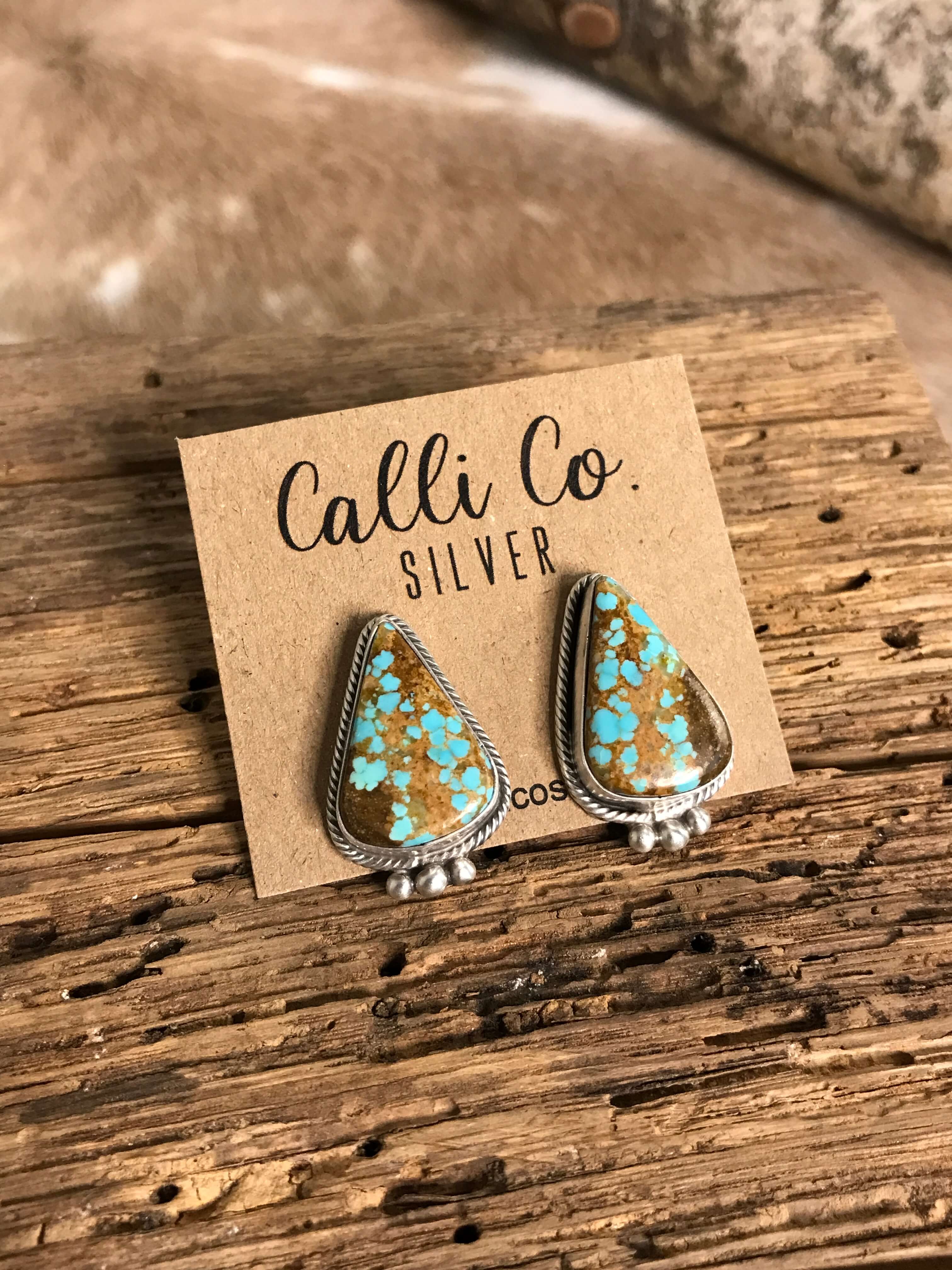 The Turquoise Studs, 21-Earrings-Calli Co., Turquoise and Silver Jewelry, Native American Handmade, Zuni Tribe, Navajo Tribe, Brock Texas