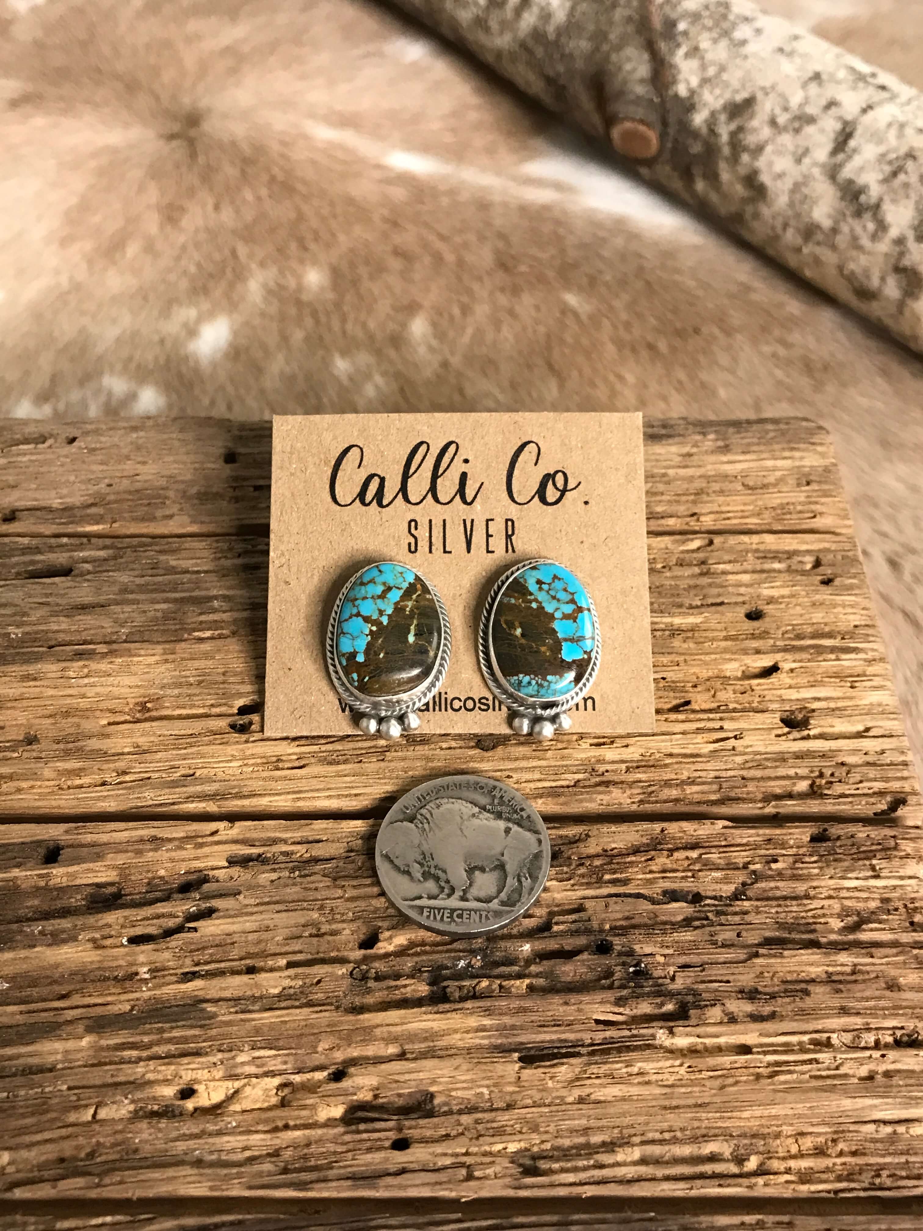 The Turquoise Studs, 22-Earrings-Calli Co., Turquoise and Silver Jewelry, Native American Handmade, Zuni Tribe, Navajo Tribe, Brock Texas