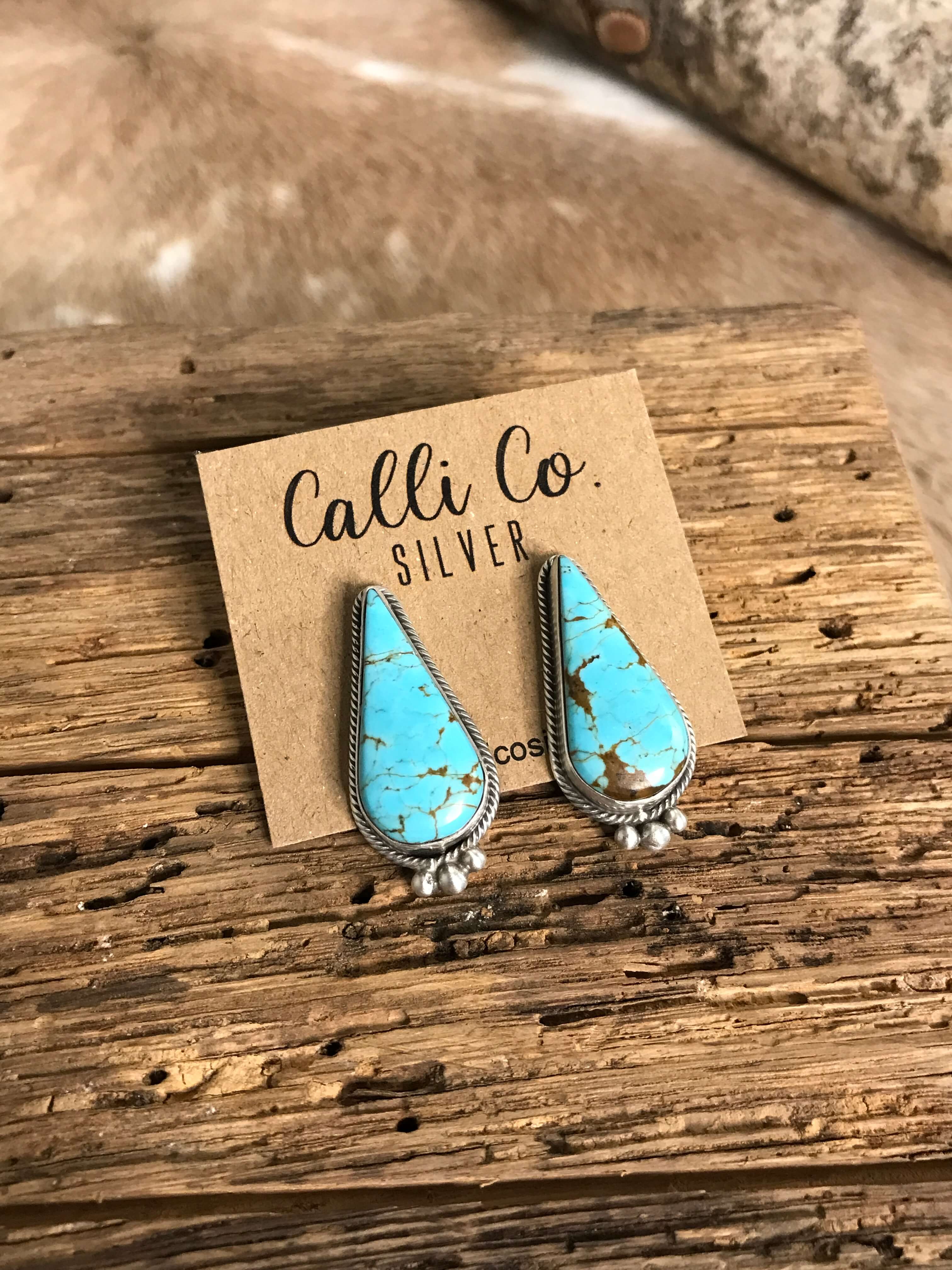 The Turquoise Studs, 23-Earrings-Calli Co., Turquoise and Silver Jewelry, Native American Handmade, Zuni Tribe, Navajo Tribe, Brock Texas