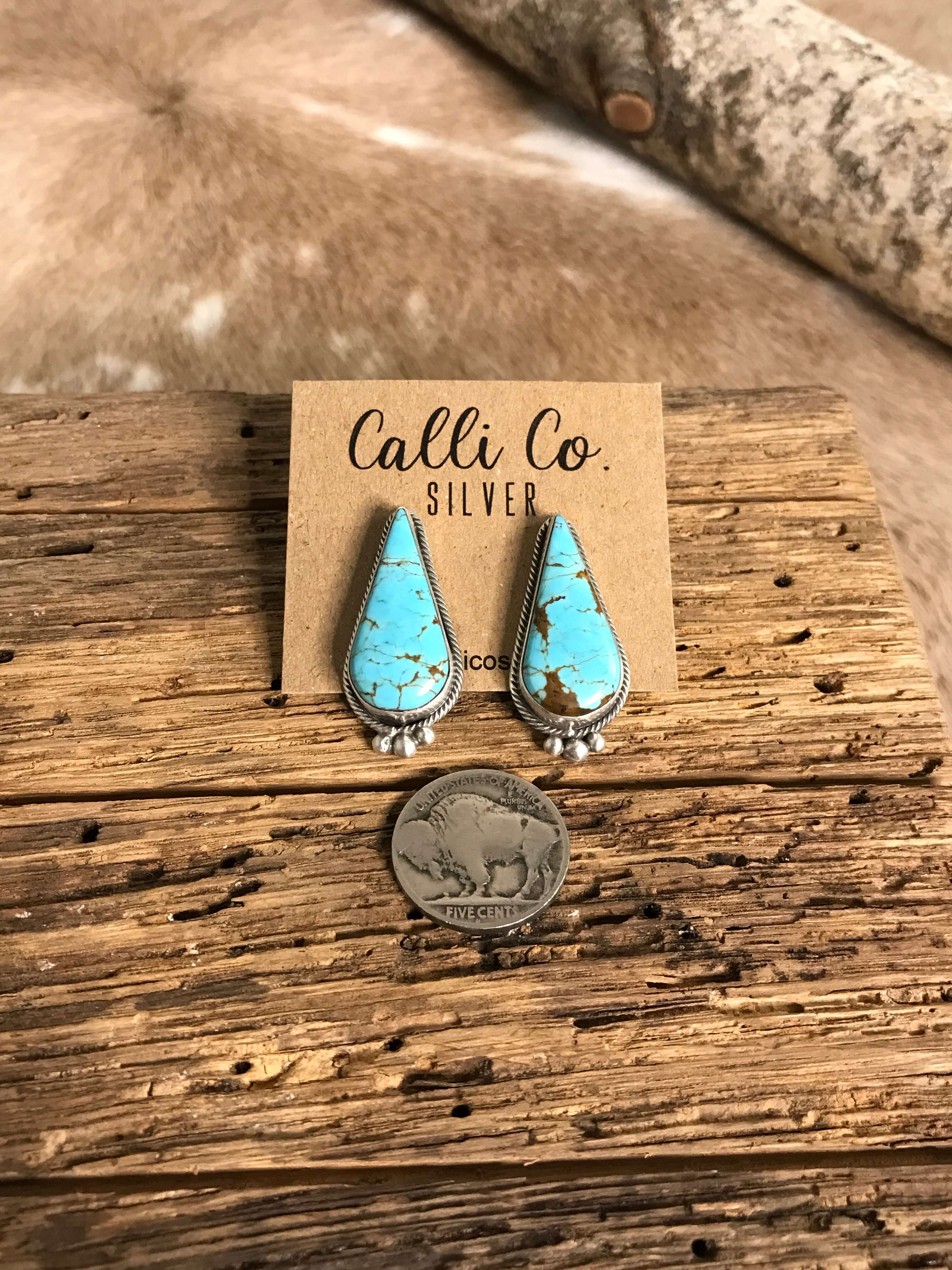 The Turquoise Studs, 23-Earrings-Calli Co., Turquoise and Silver Jewelry, Native American Handmade, Zuni Tribe, Navajo Tribe, Brock Texas