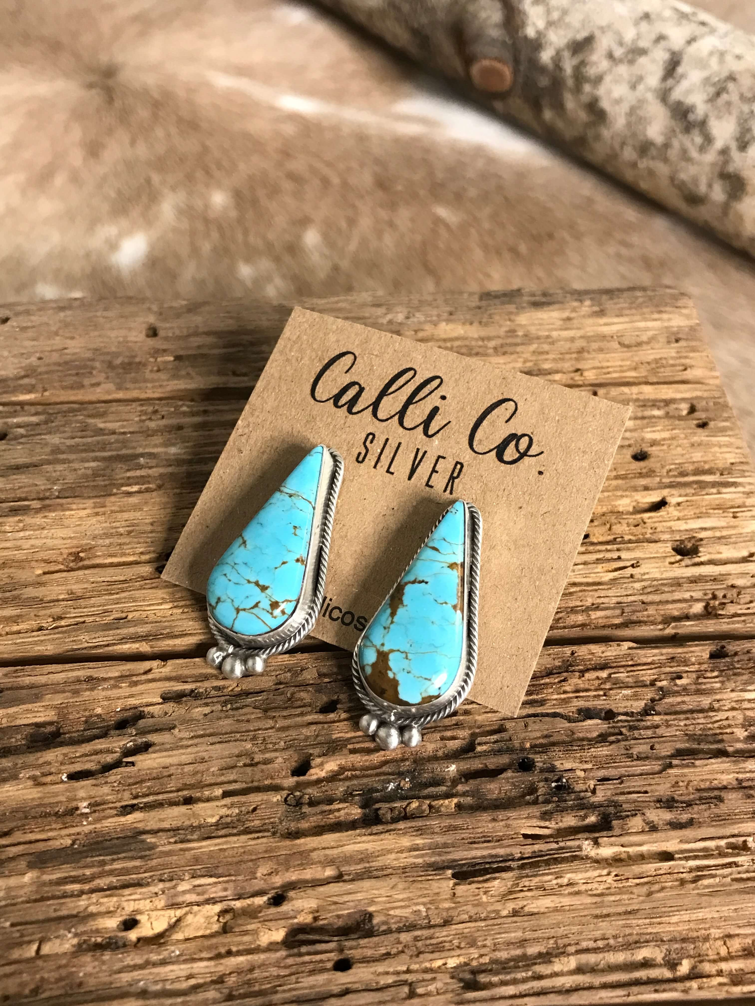 The Turquoise Studs, 23-Earrings-Calli Co., Turquoise and Silver Jewelry, Native American Handmade, Zuni Tribe, Navajo Tribe, Brock Texas