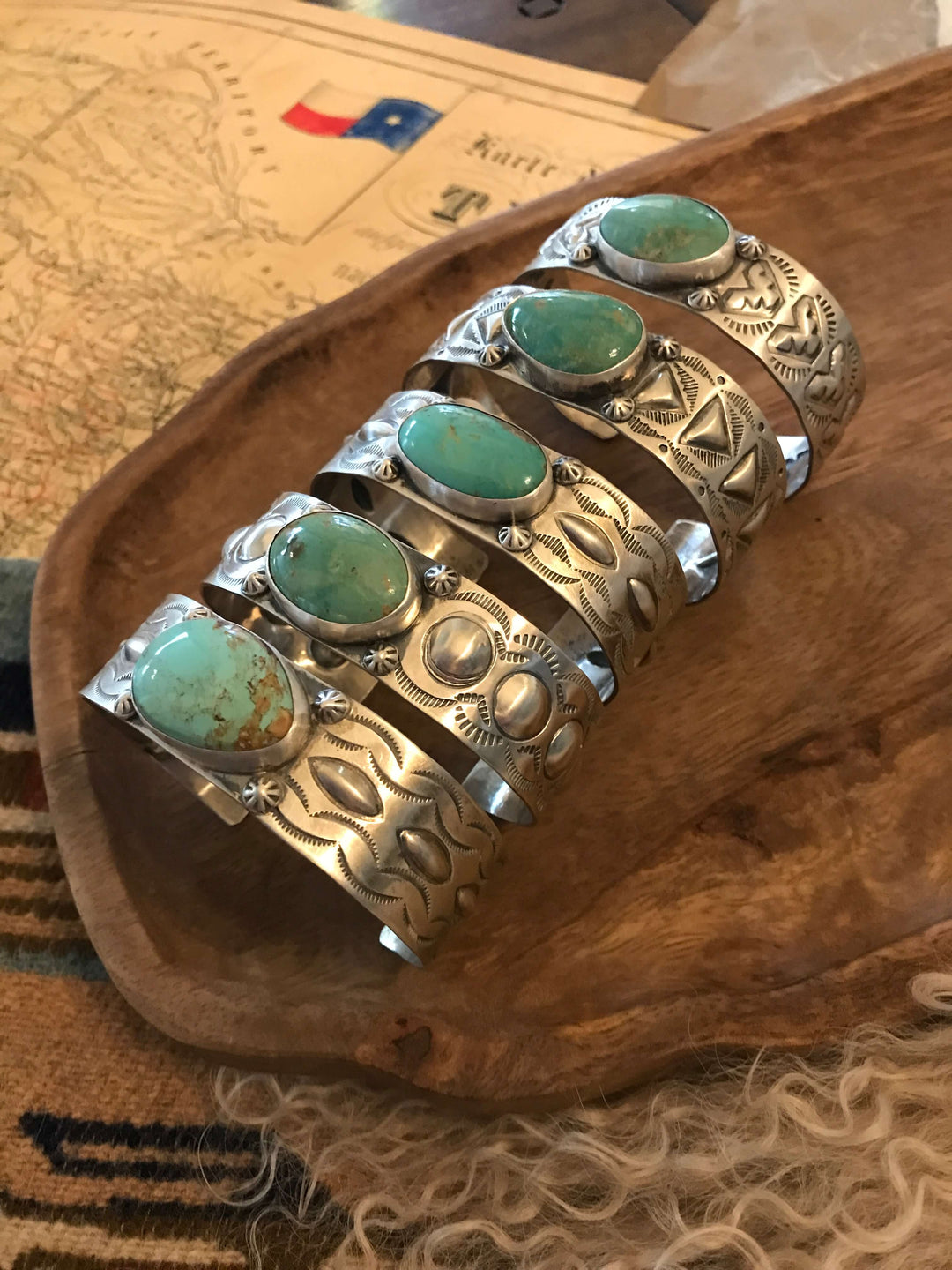 The Copeland Turquoise Cuffs-Bracelets & Cuffs-Calli Co., Turquoise and Silver Jewelry, Native American Handmade, Zuni Tribe, Navajo Tribe, Brock Texas