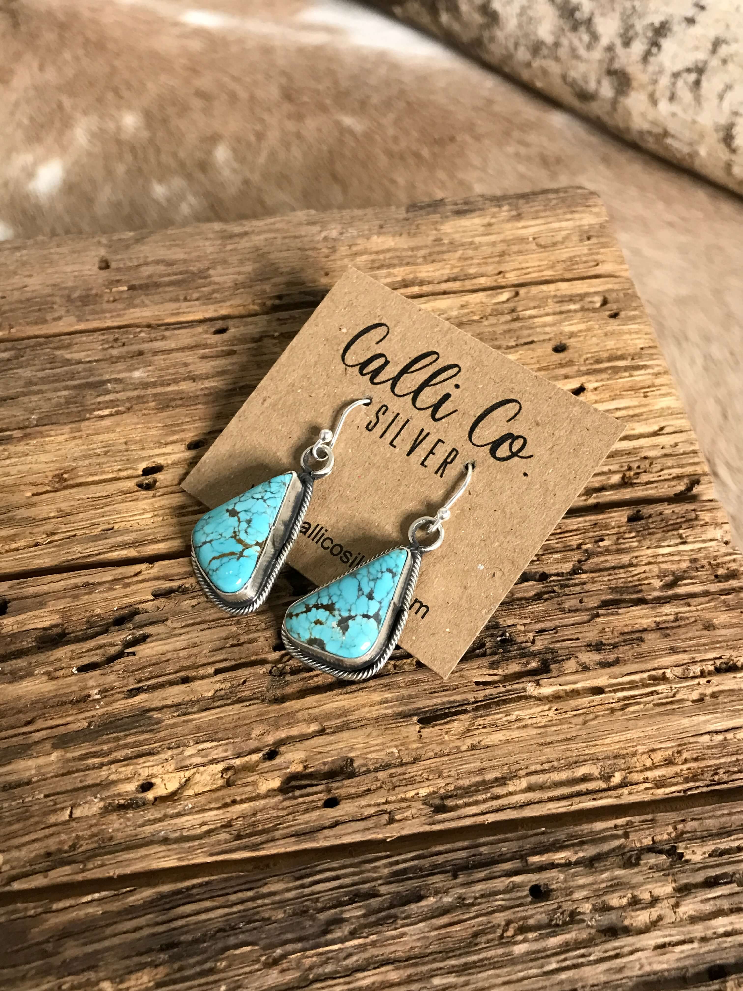 The Turquoise Dangles, 2-Earrings-Calli Co., Turquoise and Silver Jewelry, Native American Handmade, Zuni Tribe, Navajo Tribe, Brock Texas