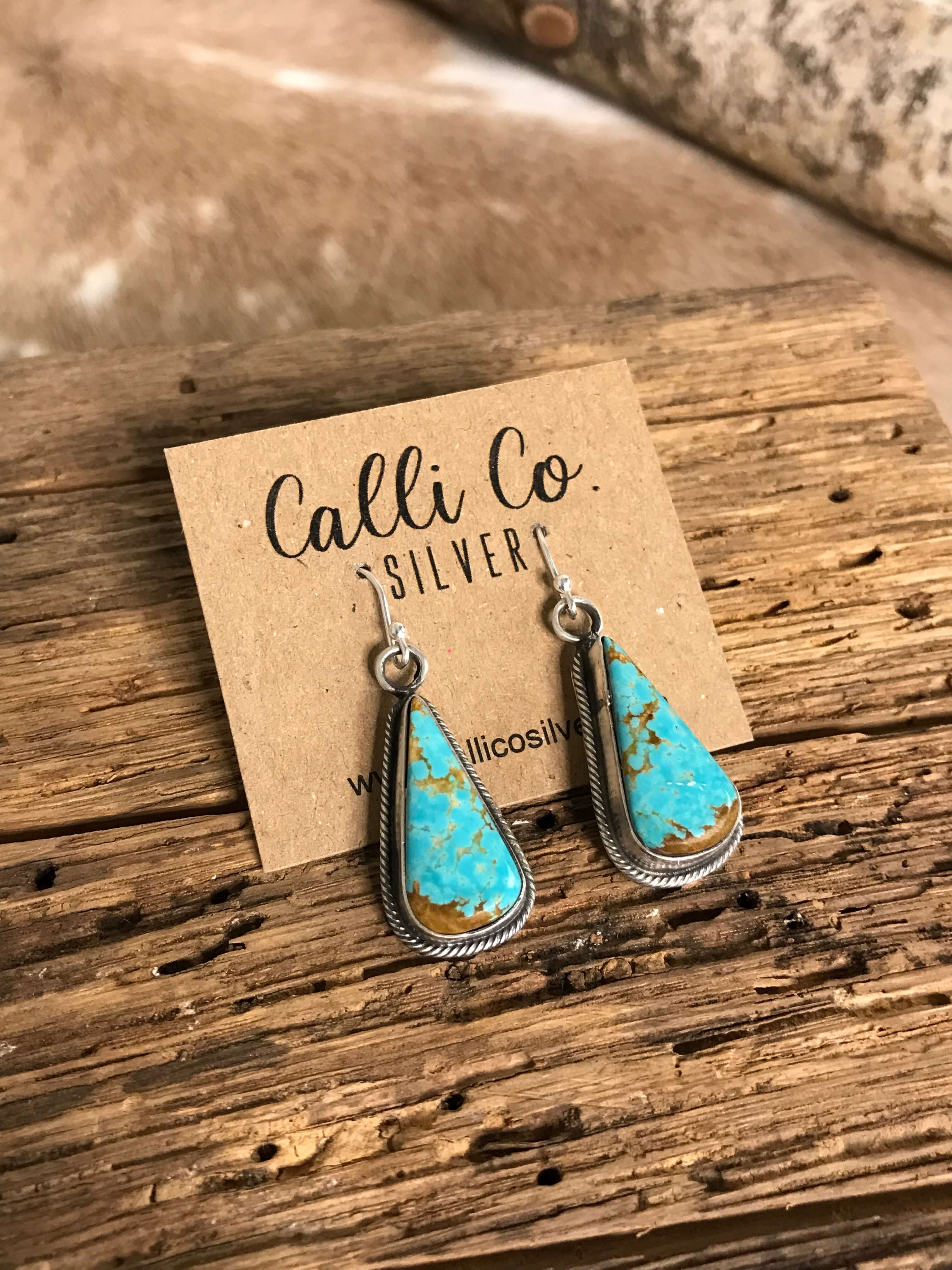 The Turquoise Dangles, 3-Earrings-Calli Co., Turquoise and Silver Jewelry, Native American Handmade, Zuni Tribe, Navajo Tribe, Brock Texas