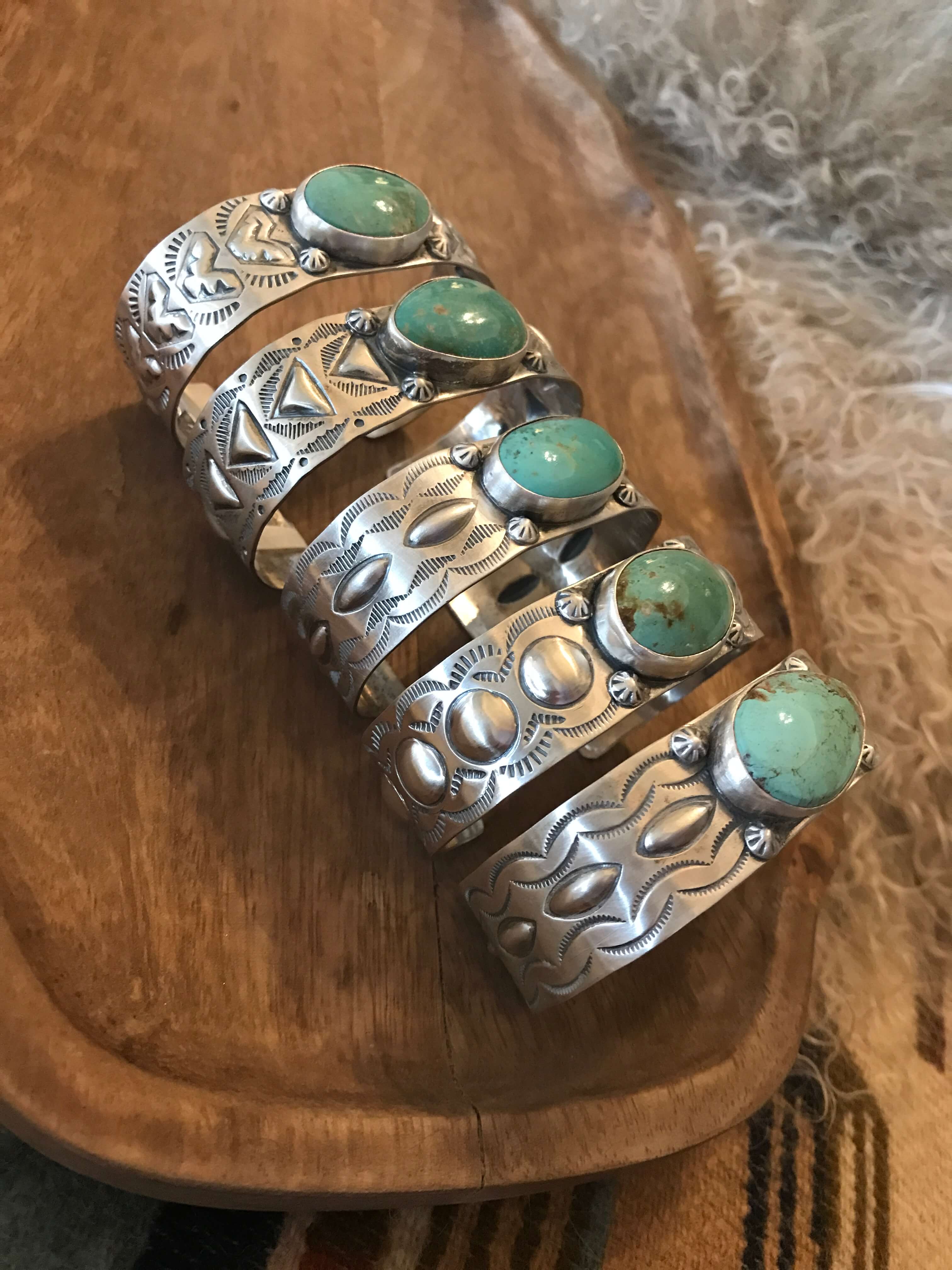 The Copeland Turquoise Cuffs-Bracelets & Cuffs-Calli Co., Turquoise and Silver Jewelry, Native American Handmade, Zuni Tribe, Navajo Tribe, Brock Texas