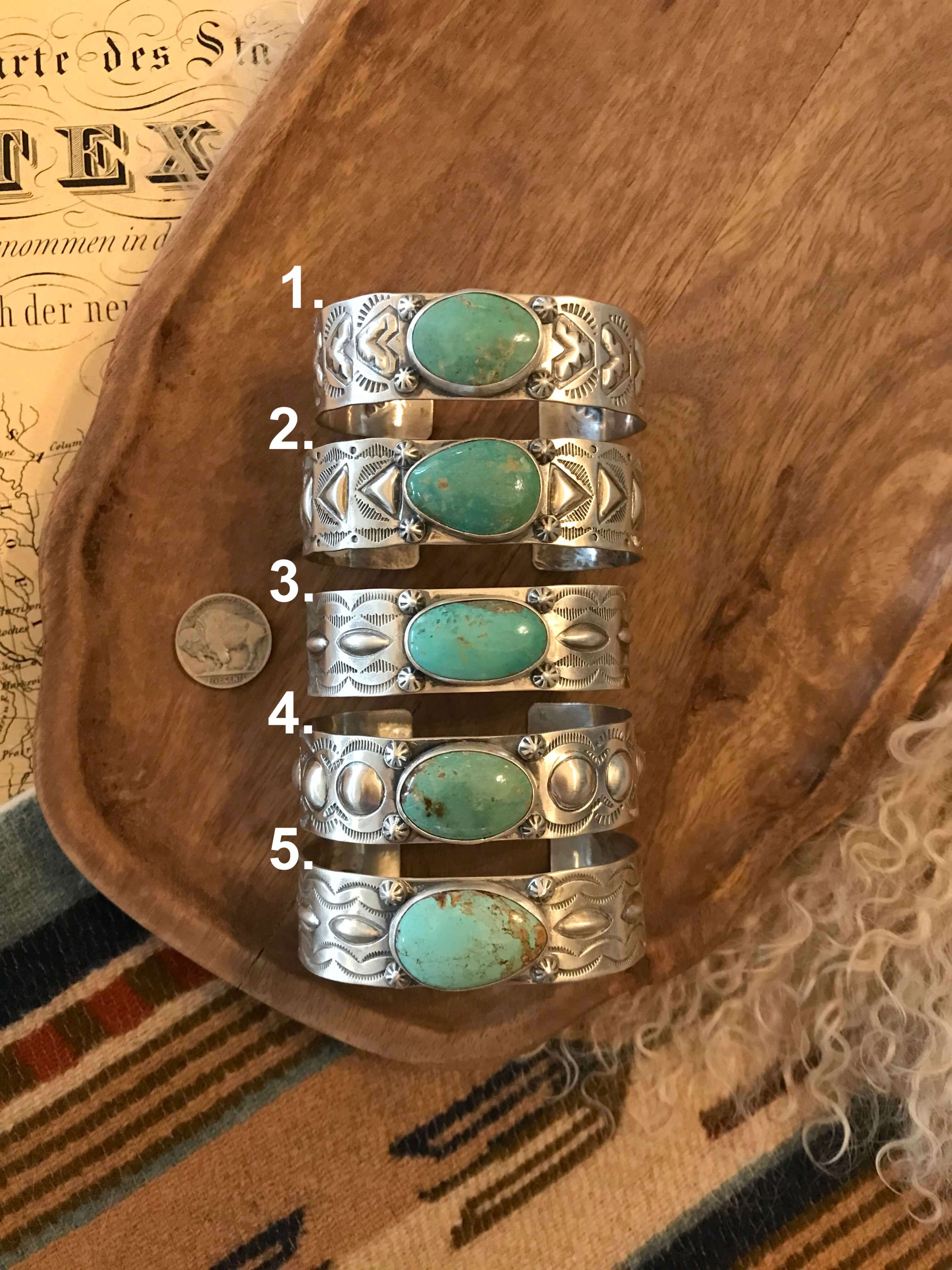 The Copeland Turquoise Cuffs-Bracelets & Cuffs-Calli Co., Turquoise and Silver Jewelry, Native American Handmade, Zuni Tribe, Navajo Tribe, Brock Texas