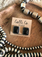 The Brewer Onyx Earrings-Earrings-Calli Co., Turquoise and Silver Jewelry, Native American Handmade, Zuni Tribe, Navajo Tribe, Brock Texas