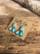 The Molena Cluster Earrings, 3-Earrings-Calli Co., Turquoise and Silver Jewelry, Native American Handmade, Zuni Tribe, Navajo Tribe, Brock Texas