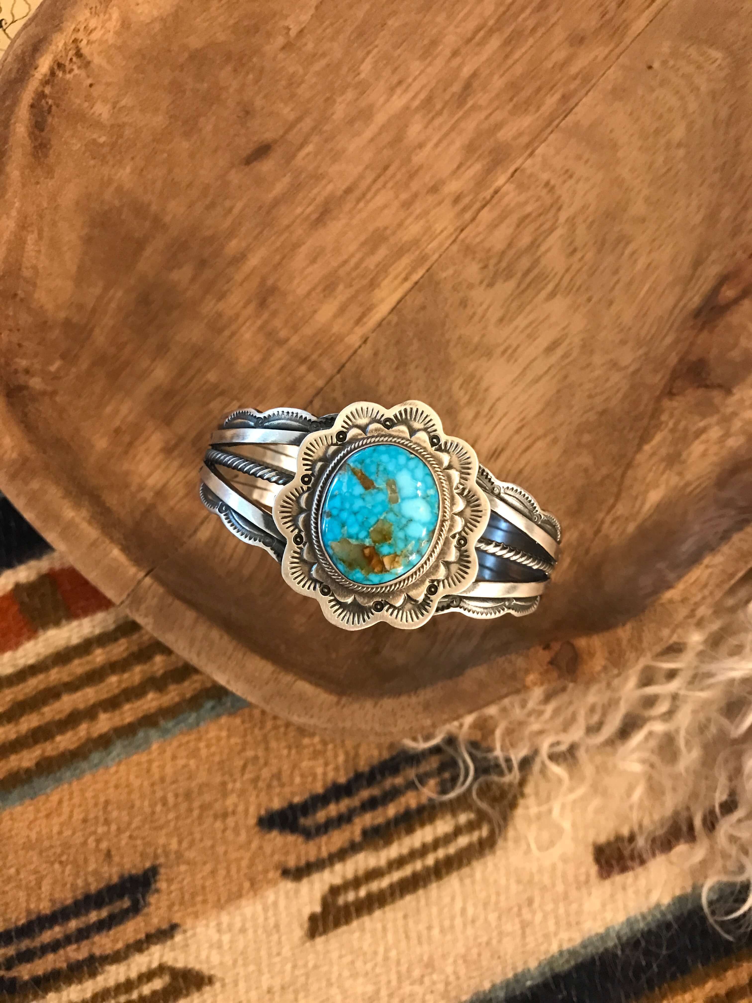 The Lawson Turquoise Cuff, 2-Bracelets & Cuffs-Calli Co., Turquoise and Silver Jewelry, Native American Handmade, Zuni Tribe, Navajo Tribe, Brock Texas