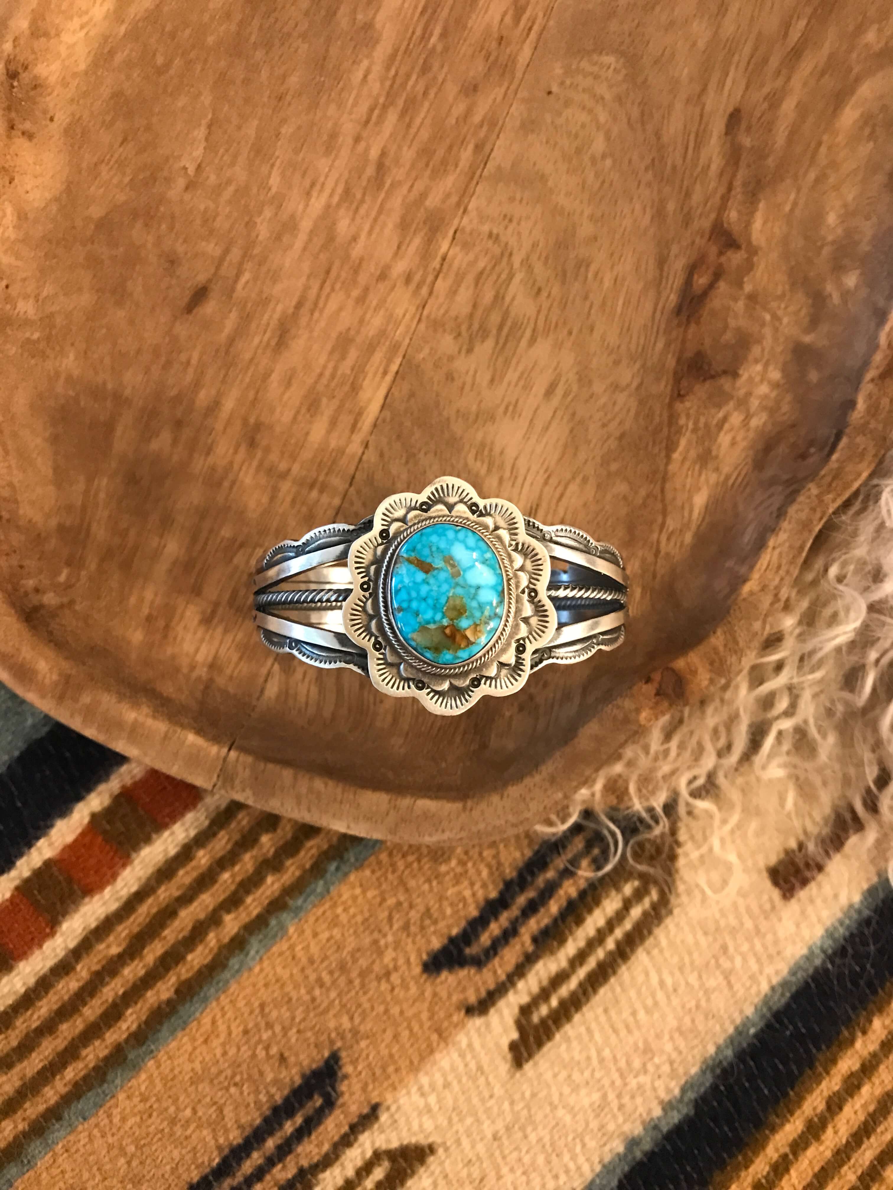 The Lawson Turquoise Cuff, 2-Bracelets & Cuffs-Calli Co., Turquoise and Silver Jewelry, Native American Handmade, Zuni Tribe, Navajo Tribe, Brock Texas