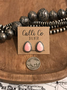 The Pink Conch Teardrop Studs, 3-Earrings-Calli Co., Turquoise and Silver Jewelry, Native American Handmade, Zuni Tribe, Navajo Tribe, Brock Texas