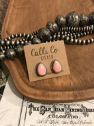 The Pink Conch Teardrop Studs, 5-Earrings-Calli Co., Turquoise and Silver Jewelry, Native American Handmade, Zuni Tribe, Navajo Tribe, Brock Texas