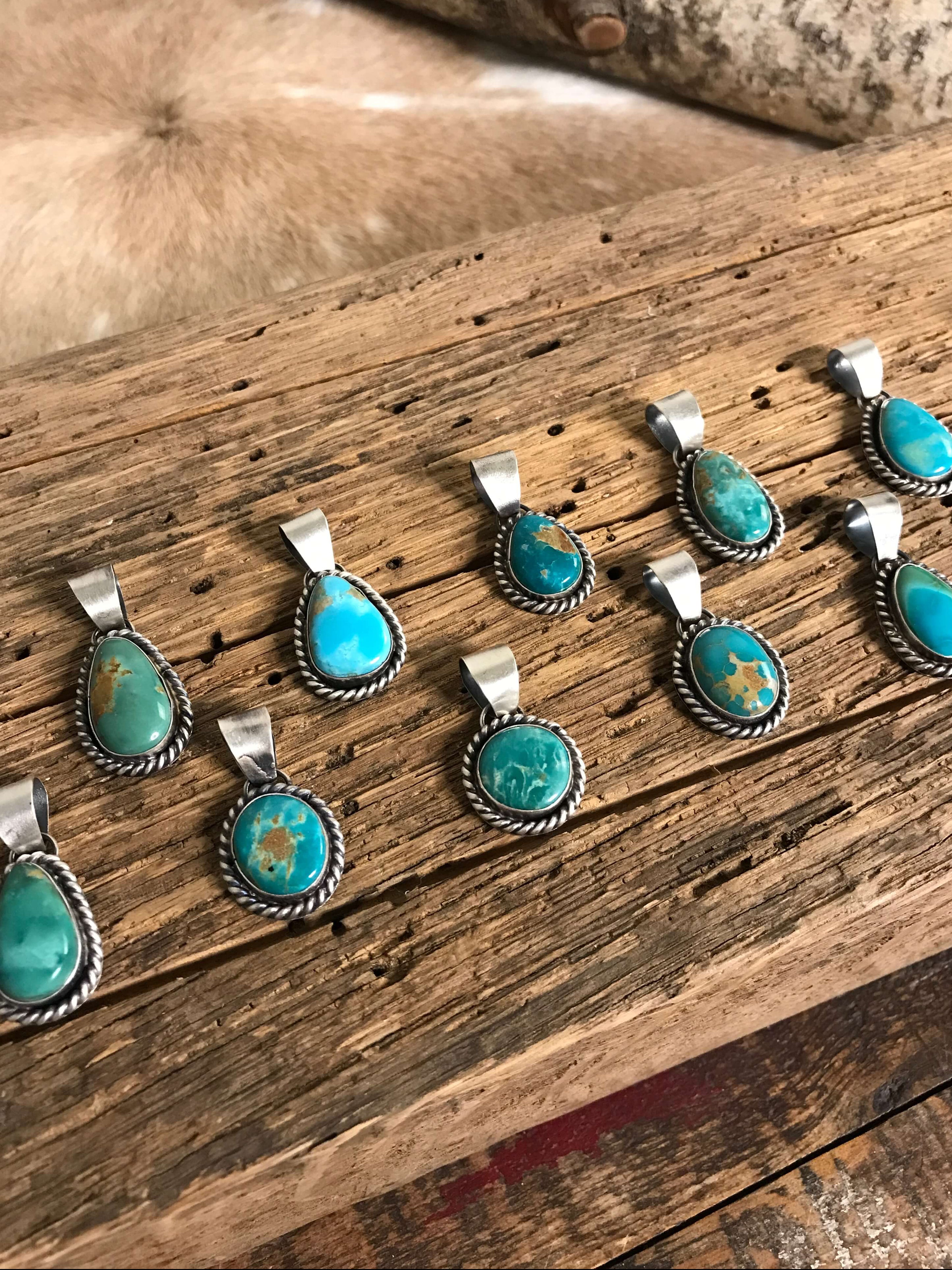 The Cameo Turquoise Pendants-Pendants-Calli Co., Turquoise and Silver Jewelry, Native American Handmade, Zuni Tribe, Navajo Tribe, Brock Texas
