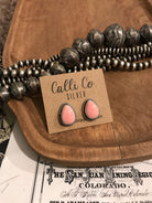 The Pink Conch Teardrop Studs, 7-Earrings-Calli Co., Turquoise and Silver Jewelry, Native American Handmade, Zuni Tribe, Navajo Tribe, Brock Texas